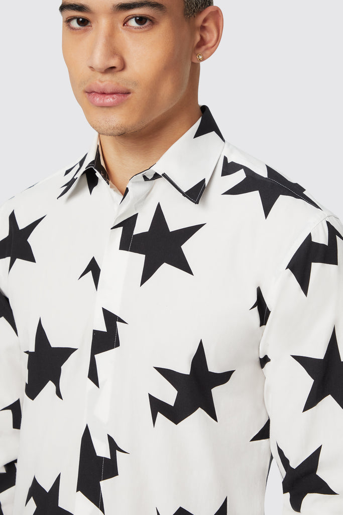 grosjean-slim-fit-white-cotton-star-print-shirt