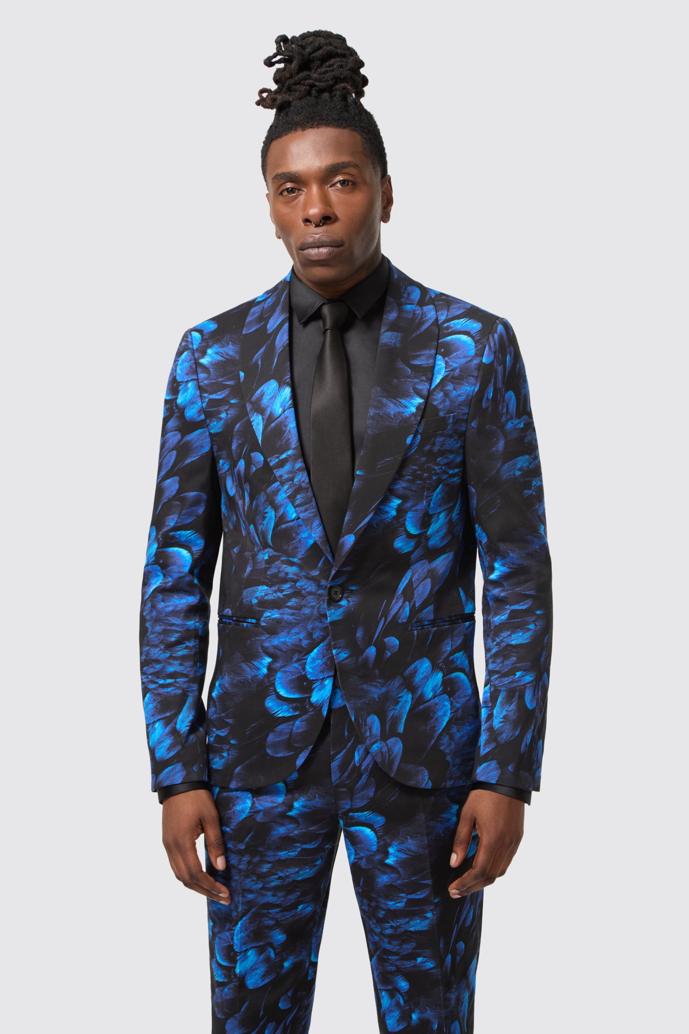 Heron Slim Fit Blue Floral Cotton Jacket