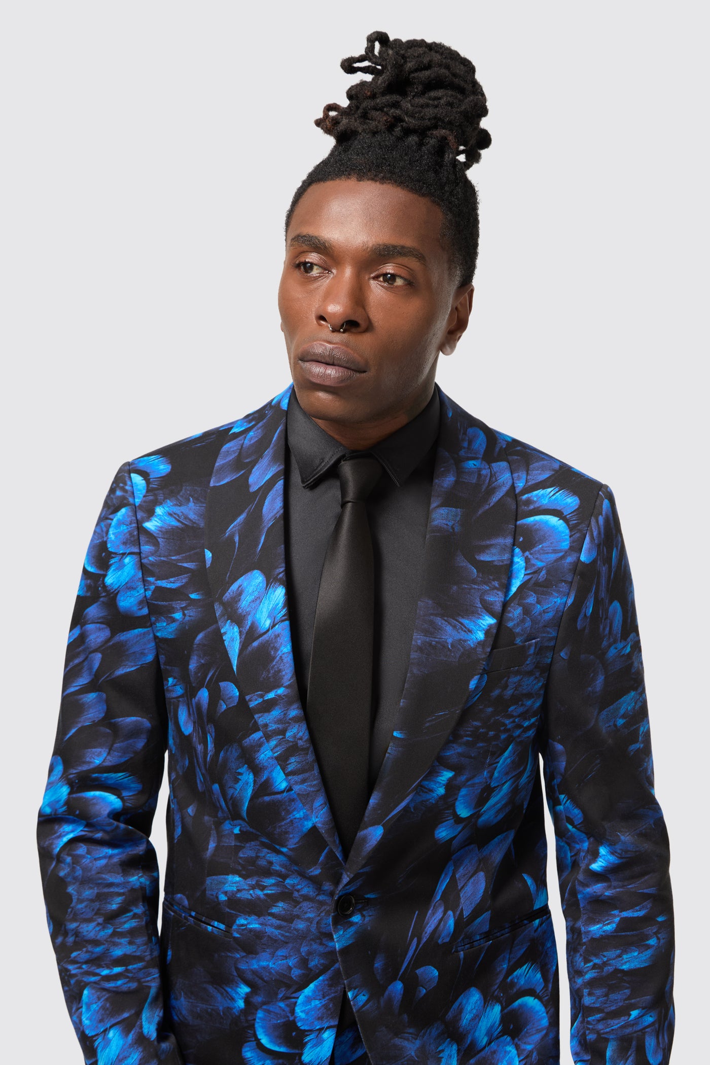 Heron Slim Fit Blue Floral Cotton Jacket