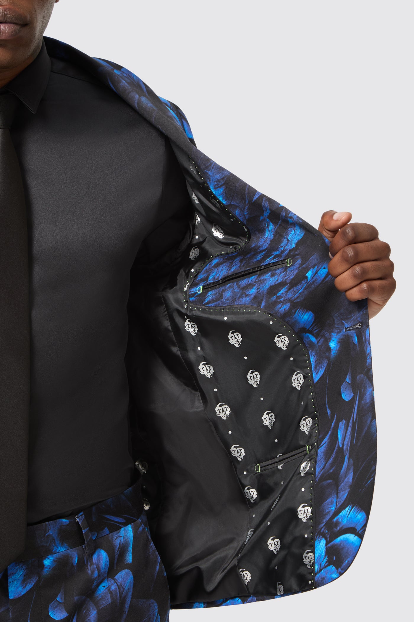 Heron Slim Fit Blue Floral Cotton Jacket