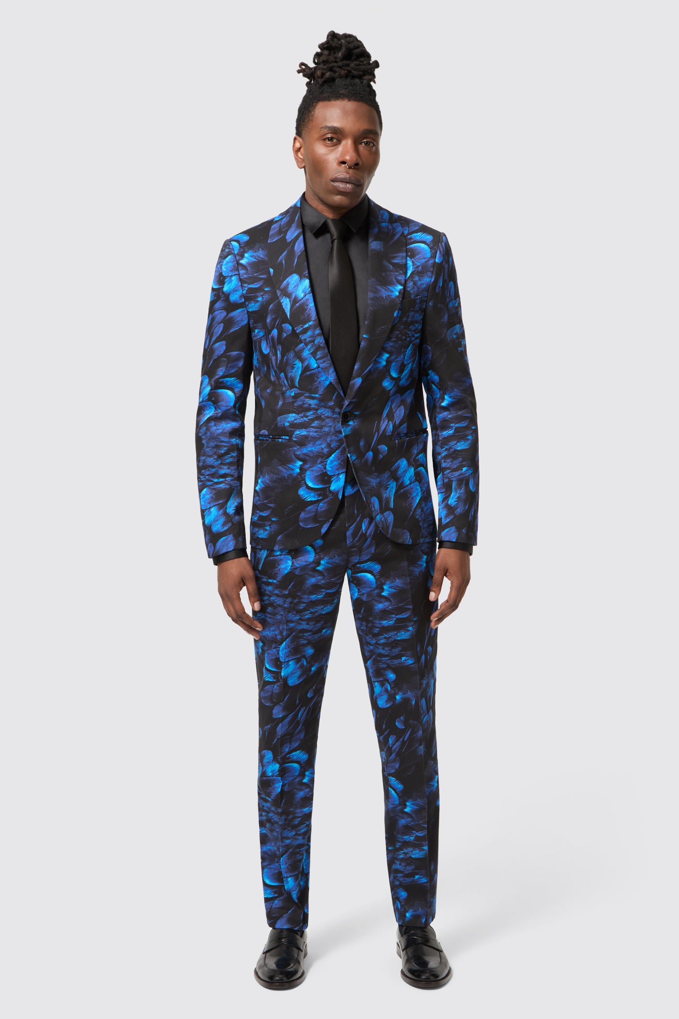 Heron Slim Fit Blue Floral Cotton Jacket