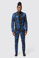 Heron Slim Fit Blue Floral Cotton Suit