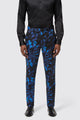Heron Slim Fit Blue Floral Cotton Trousers
