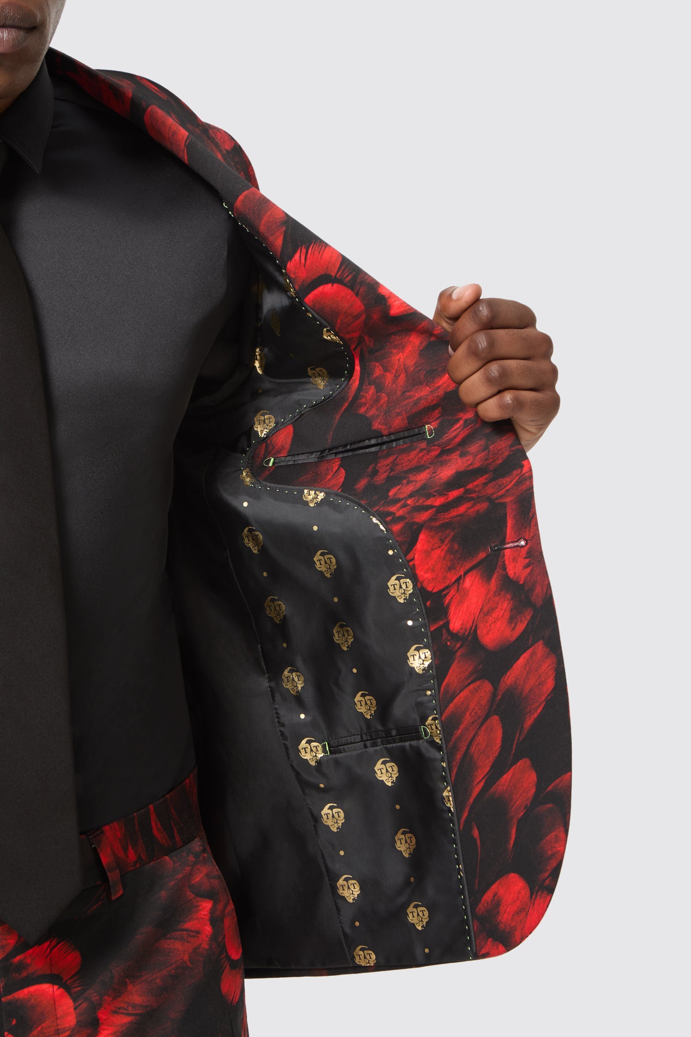 Heron Slim Fit Red Floral Cotton Suit