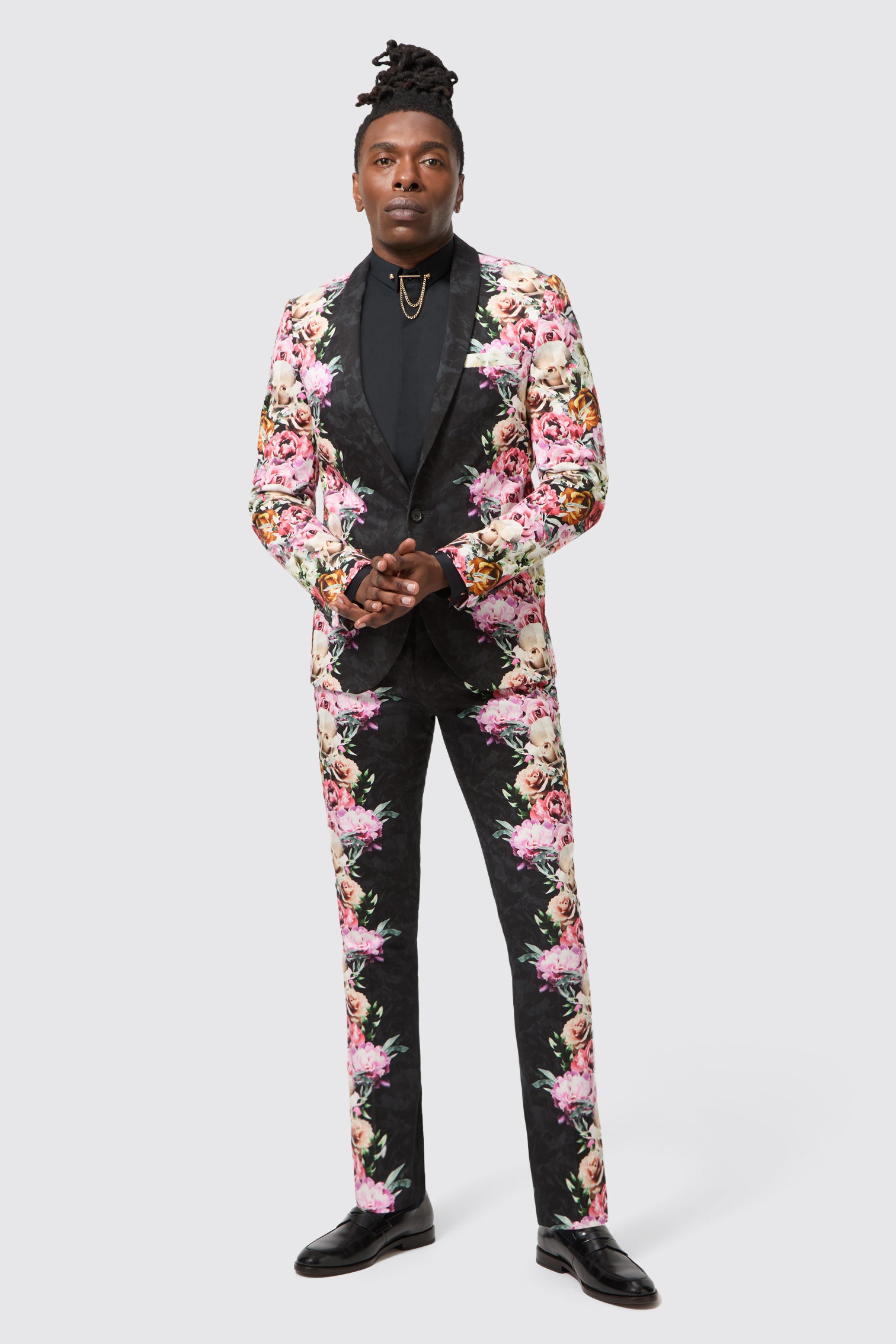 Ikeda Slim Fit Black Cotton Floral Jacket — Twisted Tailor