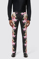Ikeda Slim Fit Black Cotton Floral Trousers
