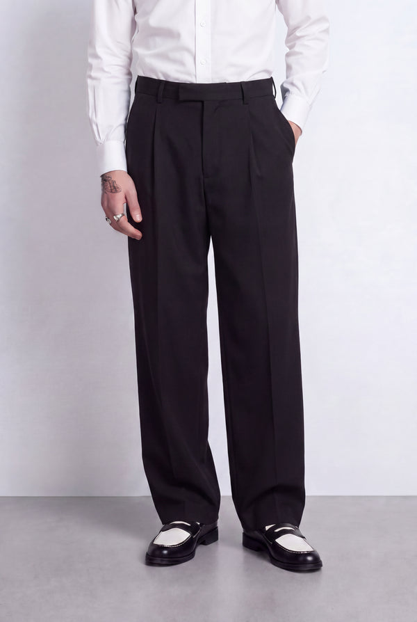Syrah Relaxed Fit Black Suit Trousers