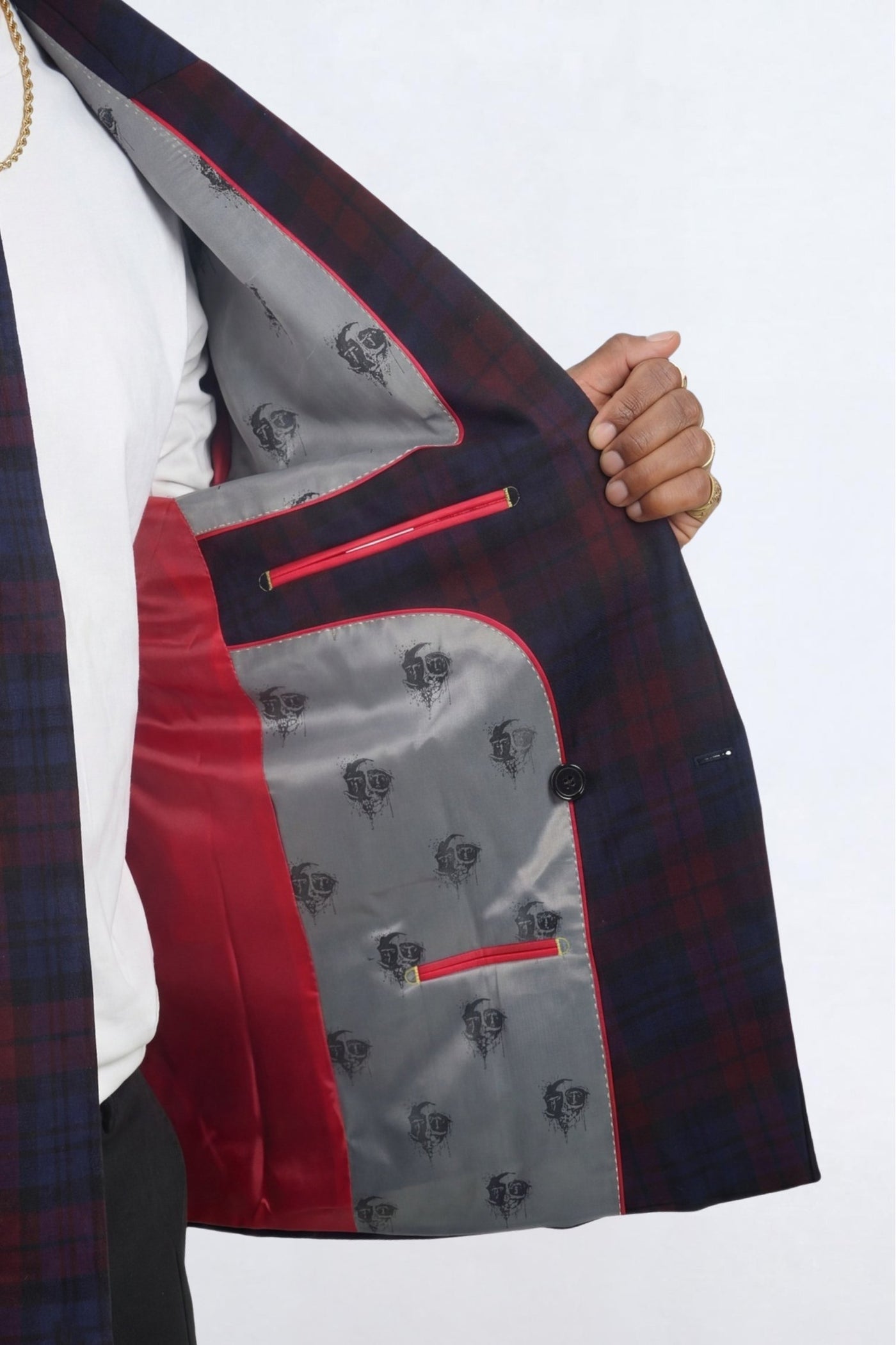 Zac Wine Check Double Breasted Suit