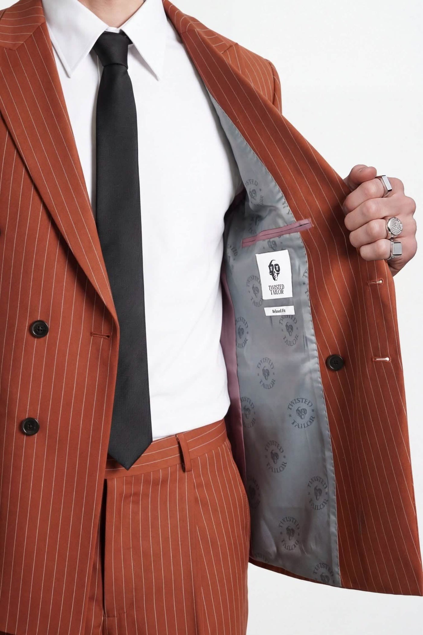 Syrah Relaxed Fit Double Breasted Orange Suit