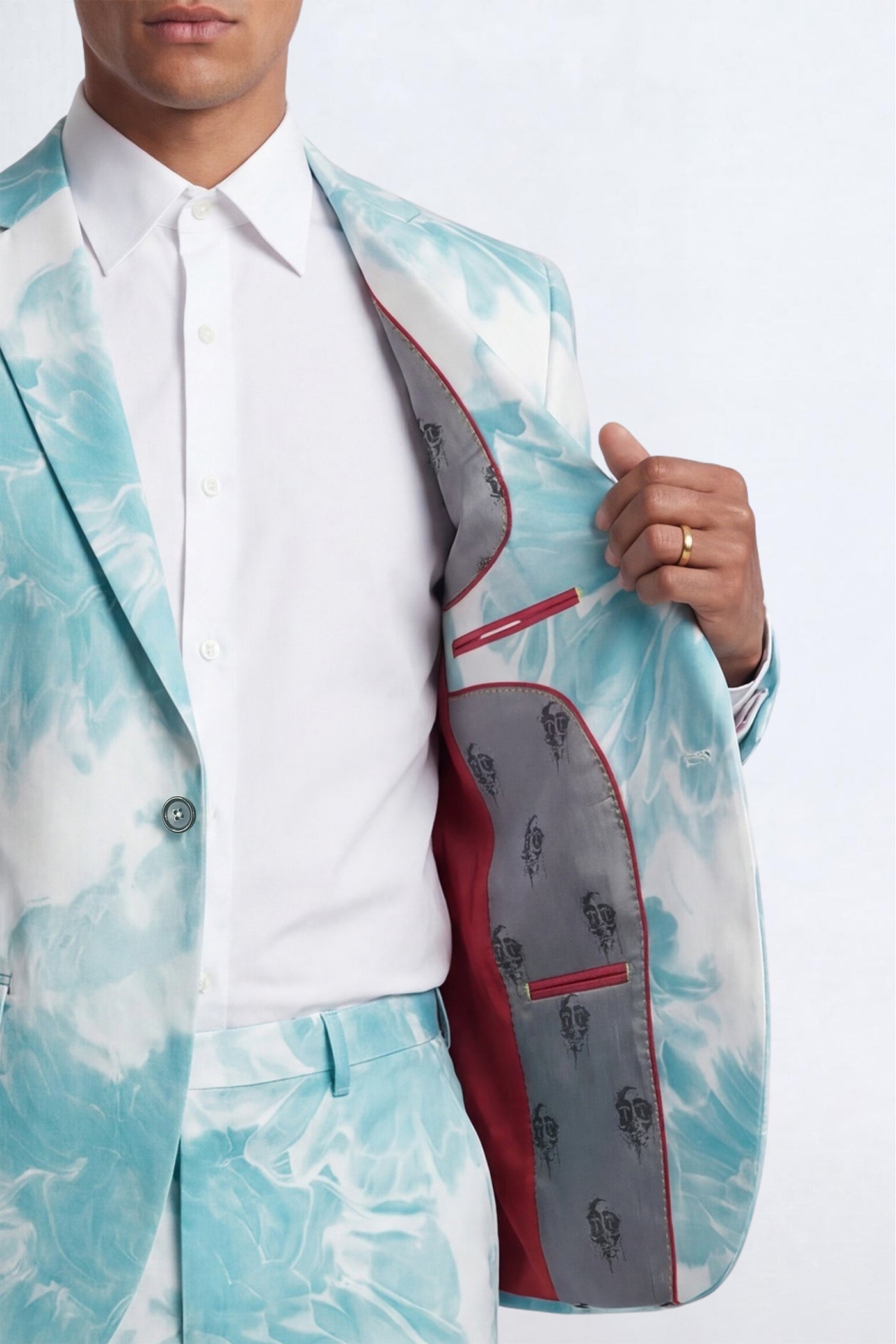 Evelyn Slim Fit Blue Tie-Dye Suit Jacket