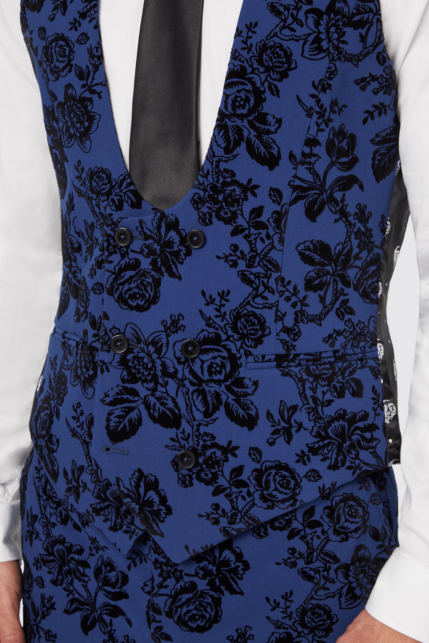 Jackalope Blue Suit with Floral Flocking