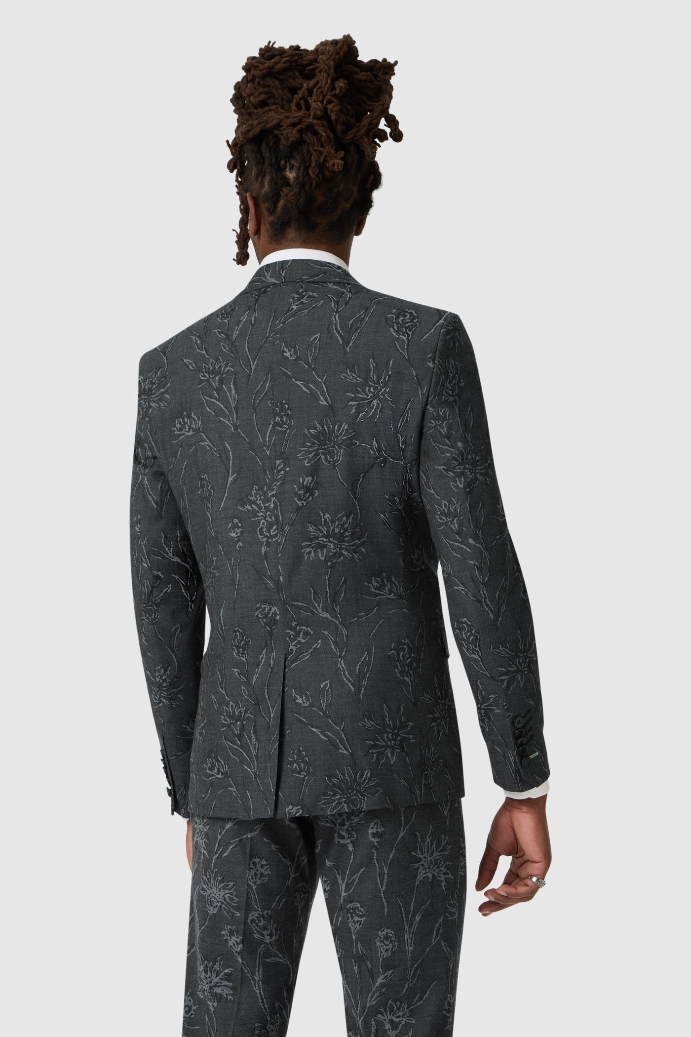Jakar Slim Fit Black Floral Jacquard Suit