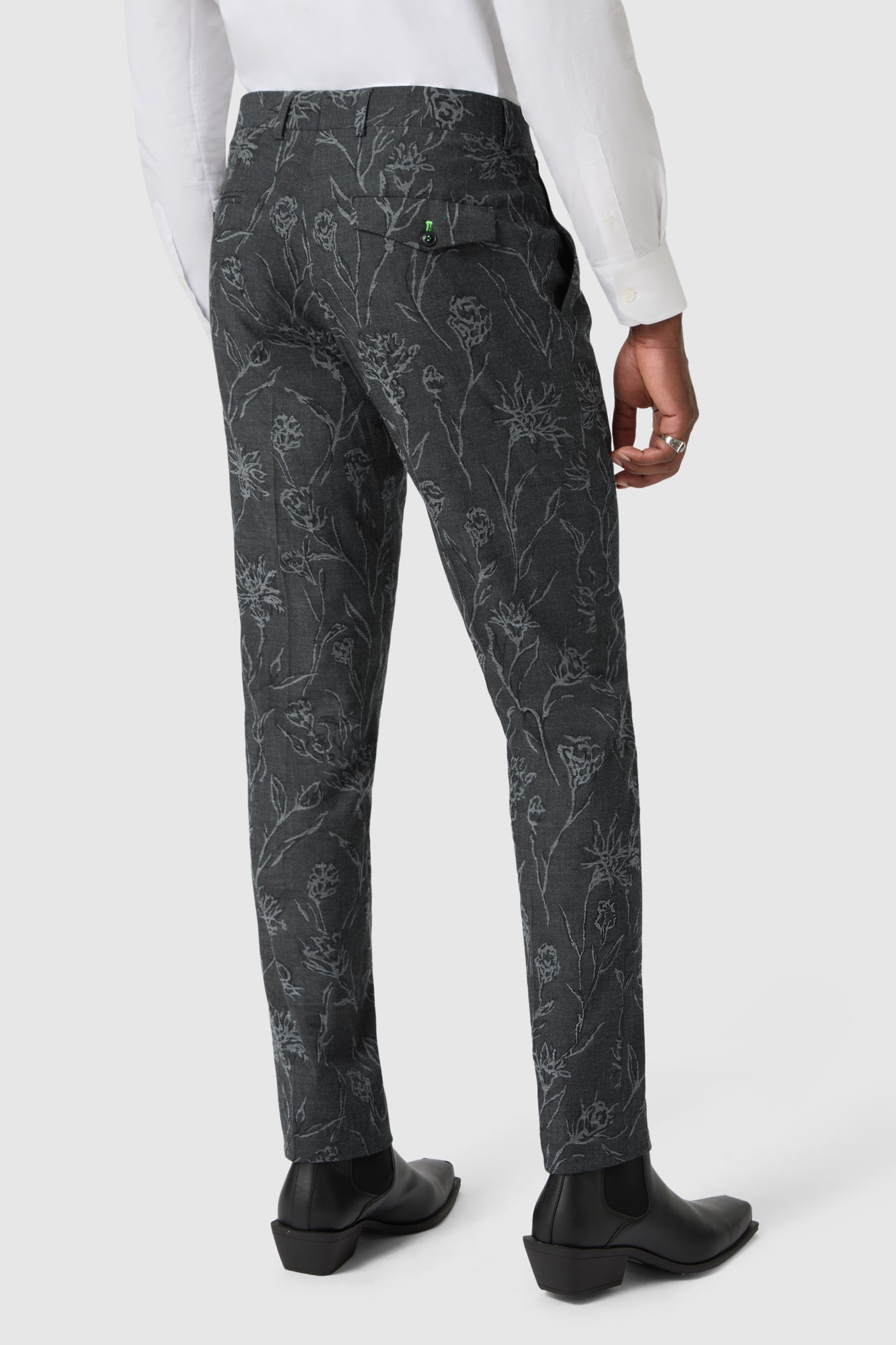 Jakar Slim Fit Black Floral Jacquard Suit