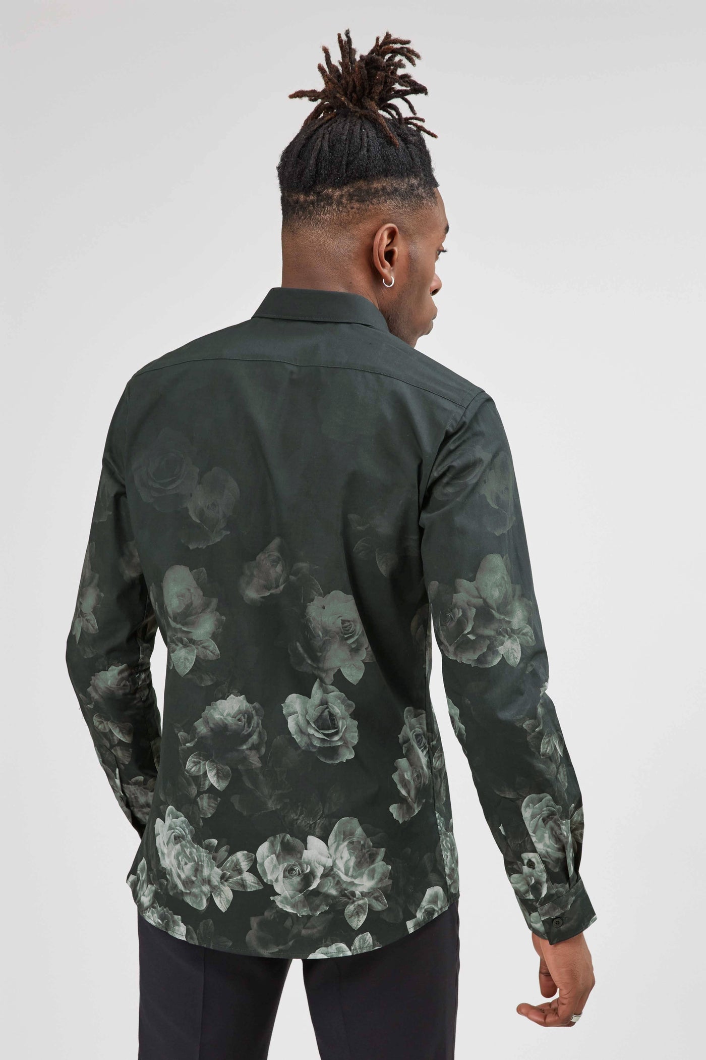 Kember Slim Fit Black Floral Shirt