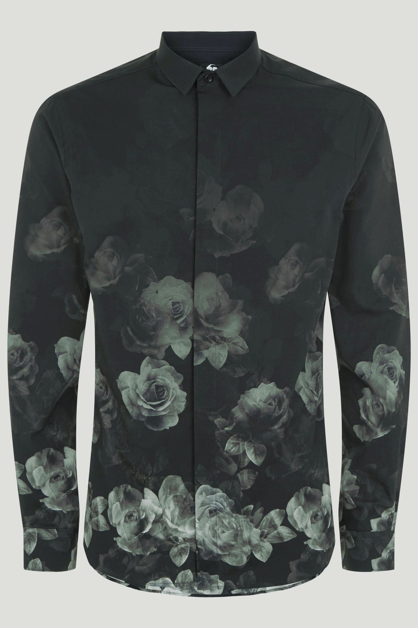 Kember Slim Fit Black Floral Shirt