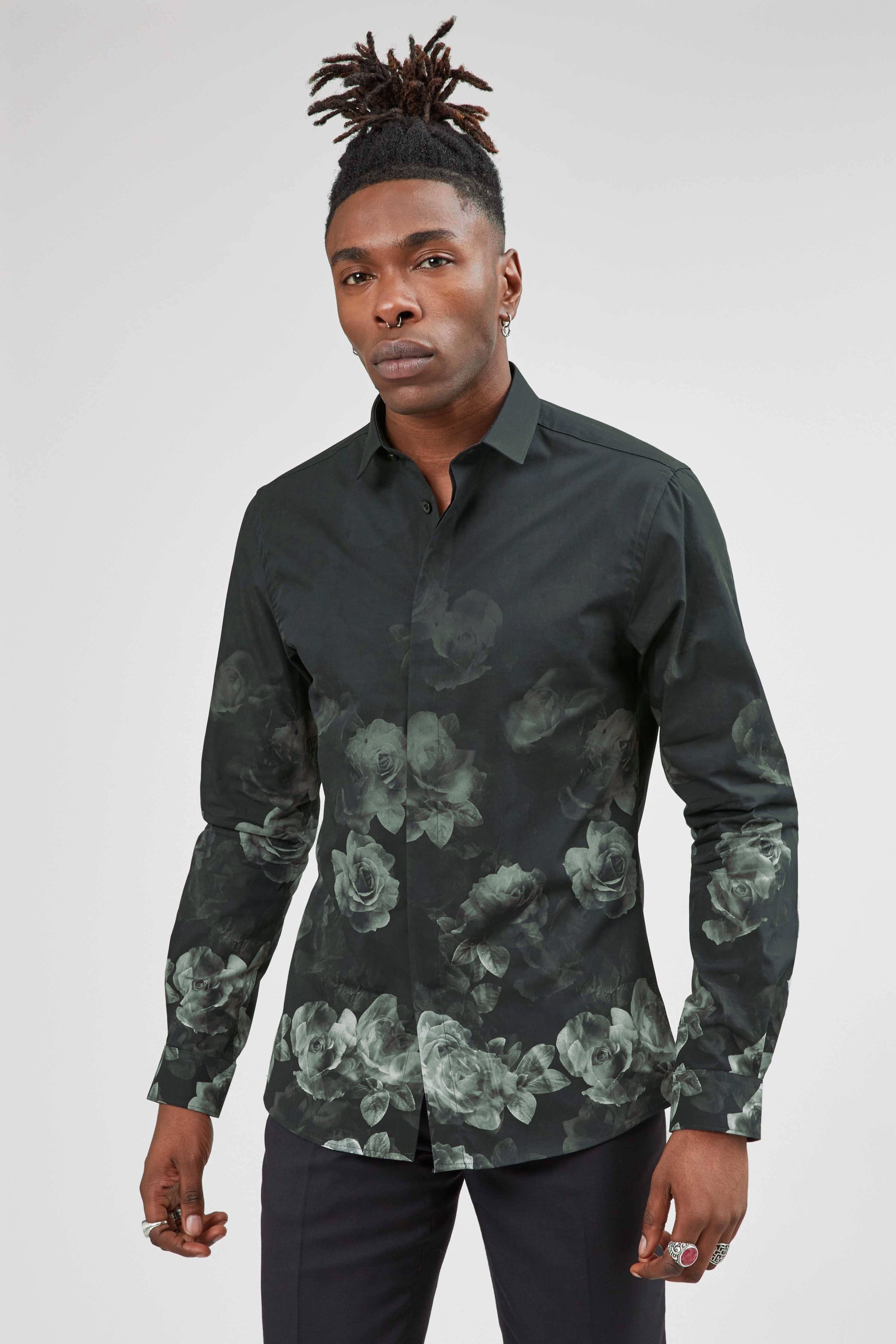 black floral dress shirt Kember Slim Fit Black Floral Shirt