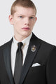 Flint Slim Fit Black Tuxedo Suit Jacket With Pearl Detailing