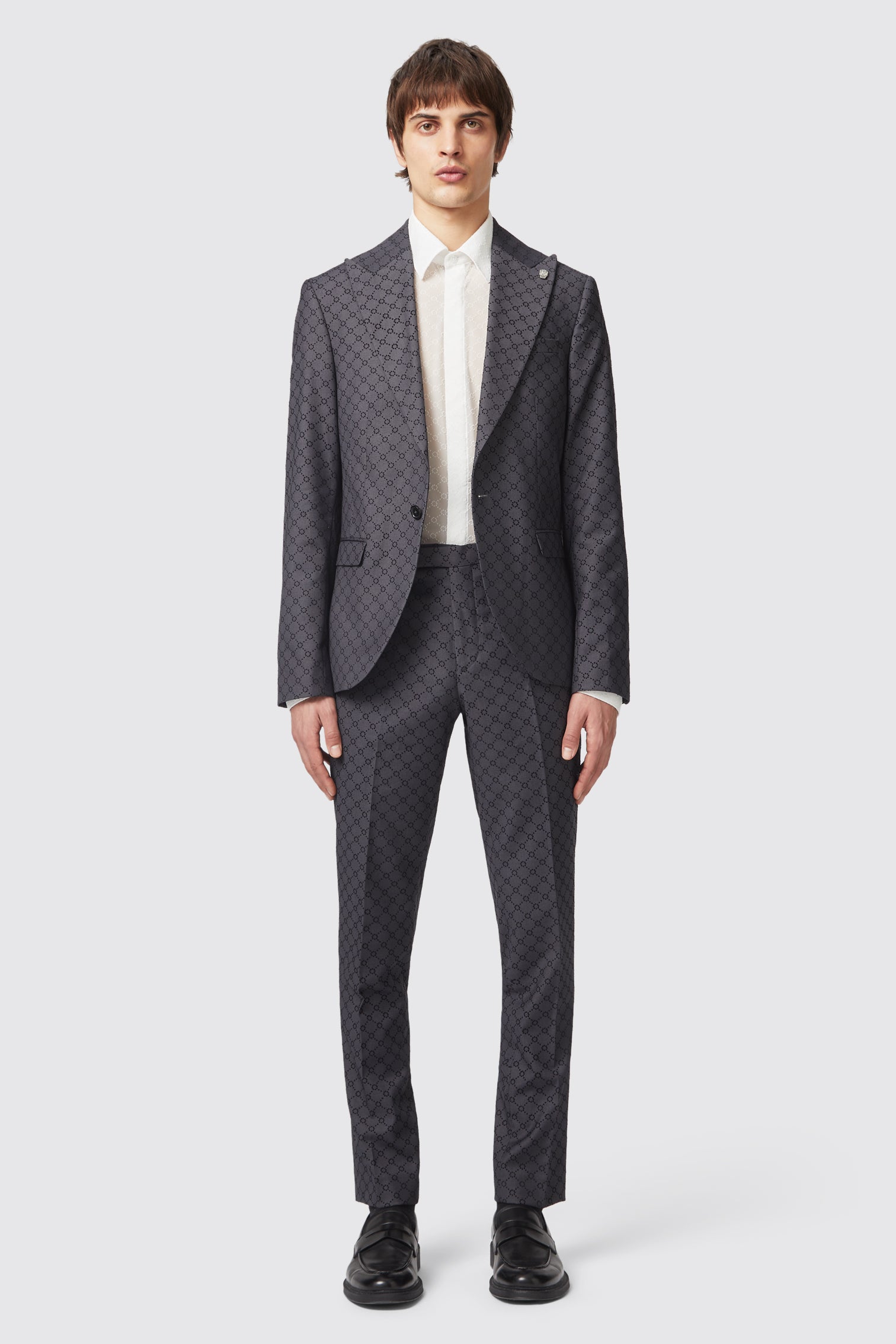 Keil Slim Fit Black Flocked Trousers - ARCHIVE – Twisted Tailor