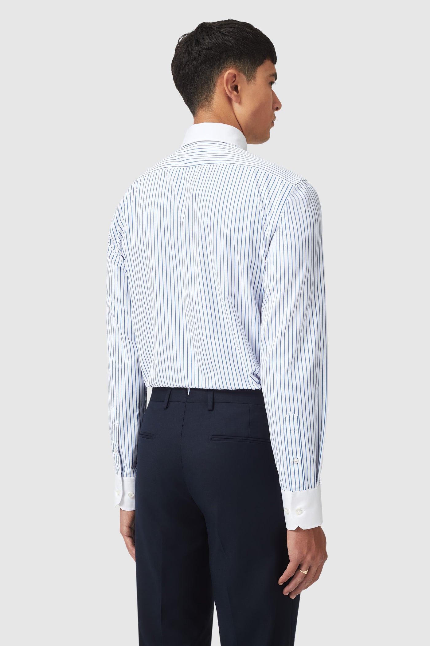 Kilda Slim Fit Blue Pinstripe Cotton Shirt - ARCHIVE