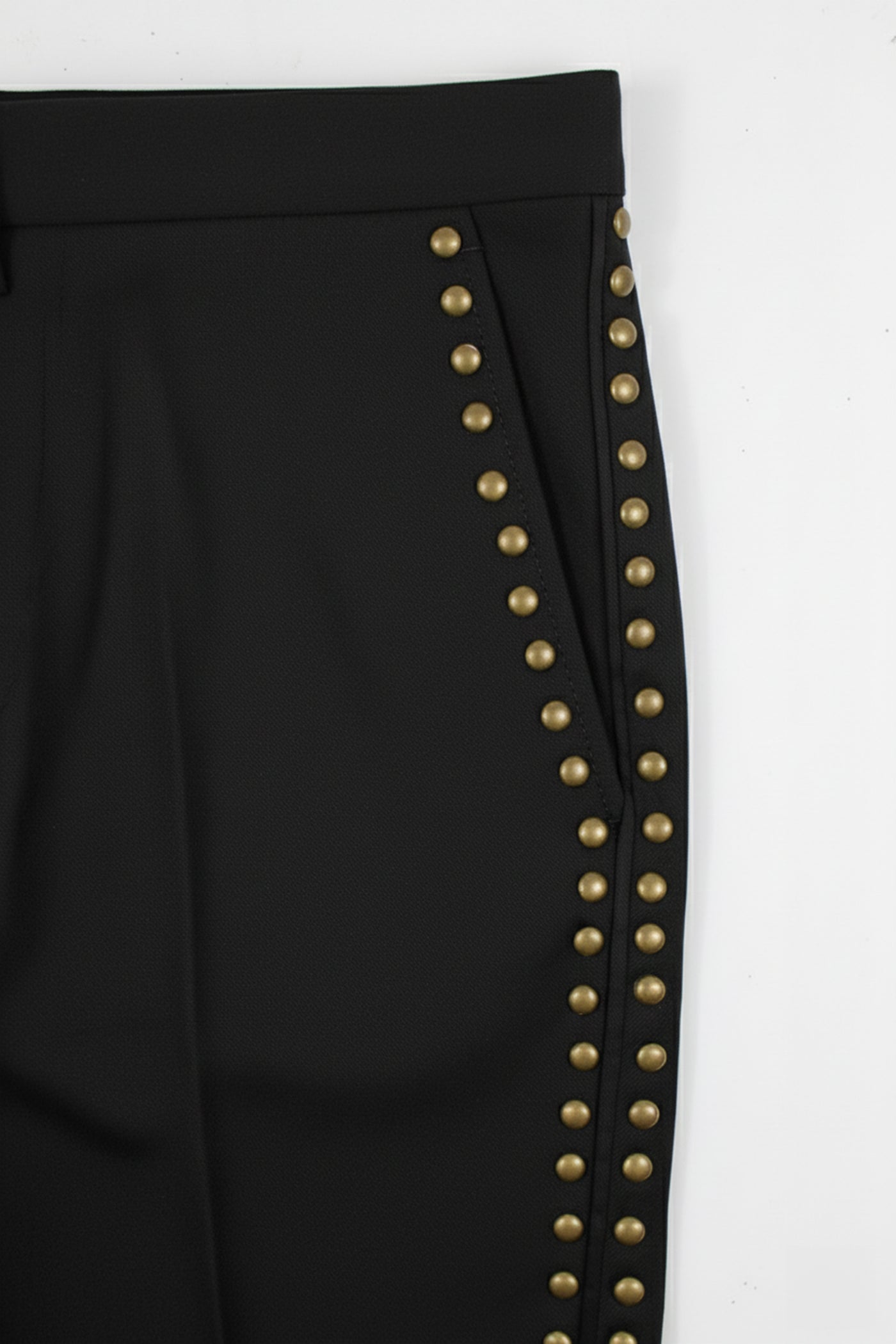 Leaden Skinny Fit Gold Studded Black Dinner Trousers