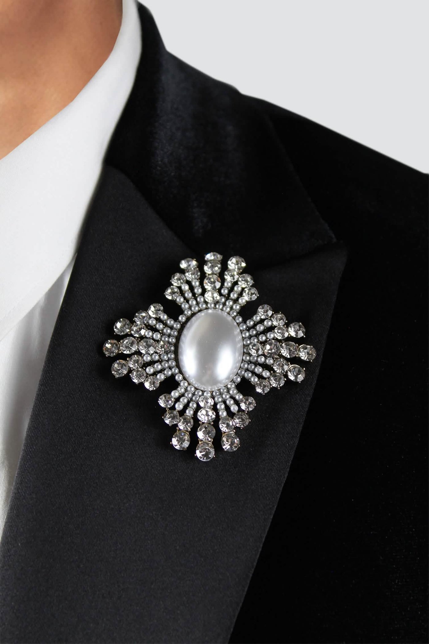 Magnum Slim Fit Black Velvet Tux Jacket With Pearl Detailing