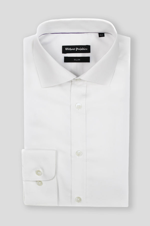 Maygrove Slim White Twill Cotton Shirt
