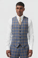 Maynard Slim Fit Navy Check Waistcoat