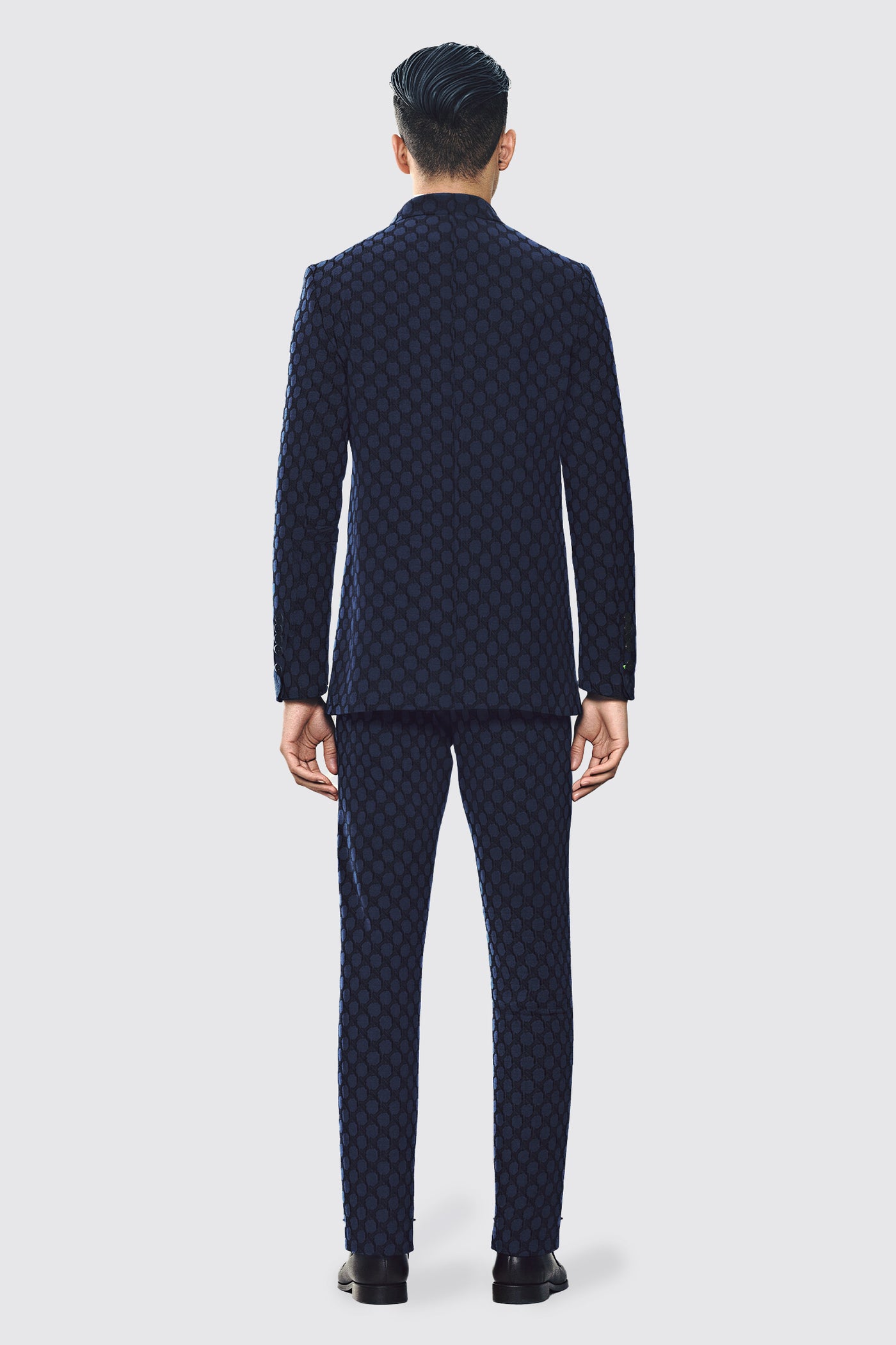 Papatya Slim Fit Navy Jacquard Jacket