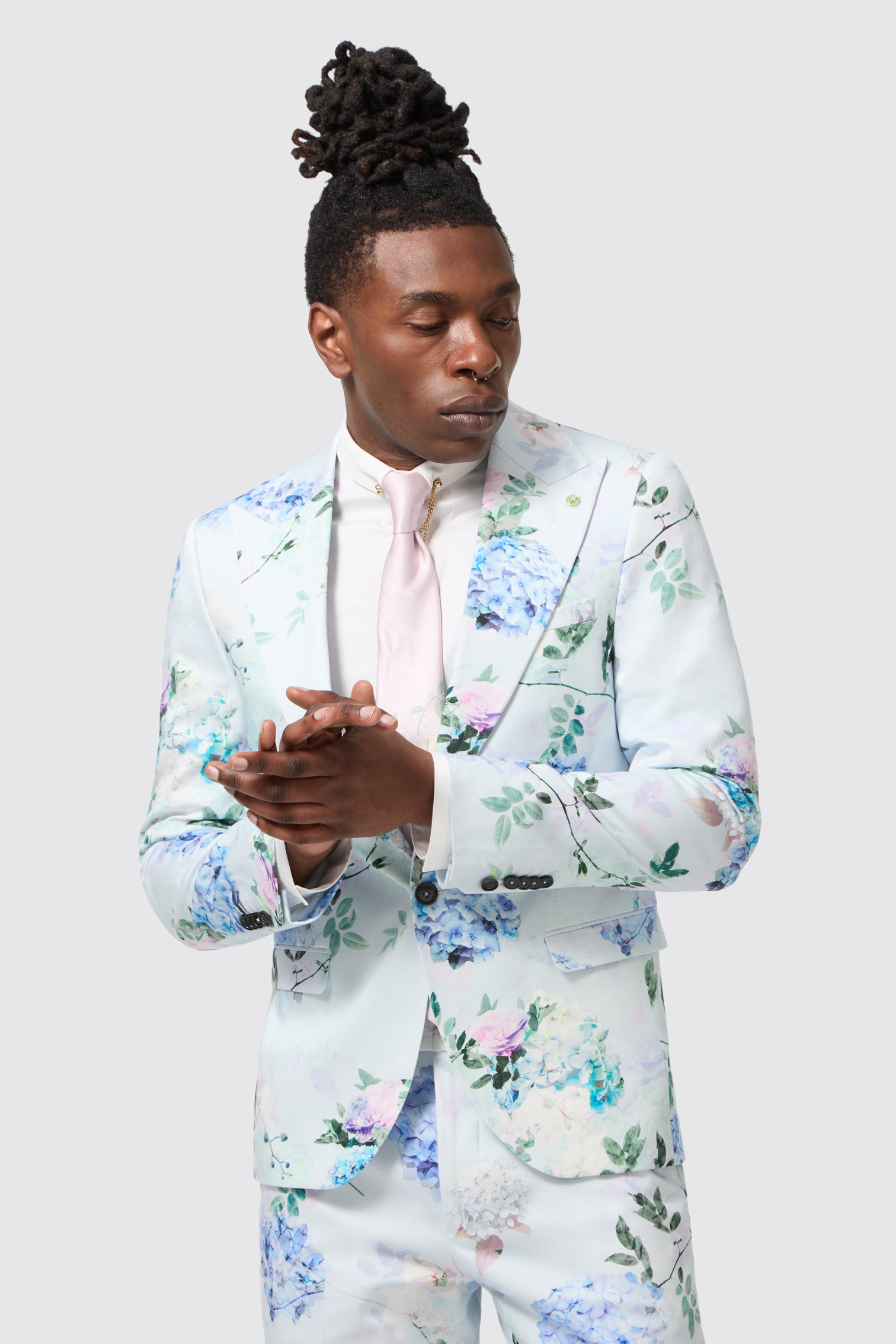 SED フラワーパターン フルスーツ Pickhurst Skinny Fit Blue Floral Cotton Jacket