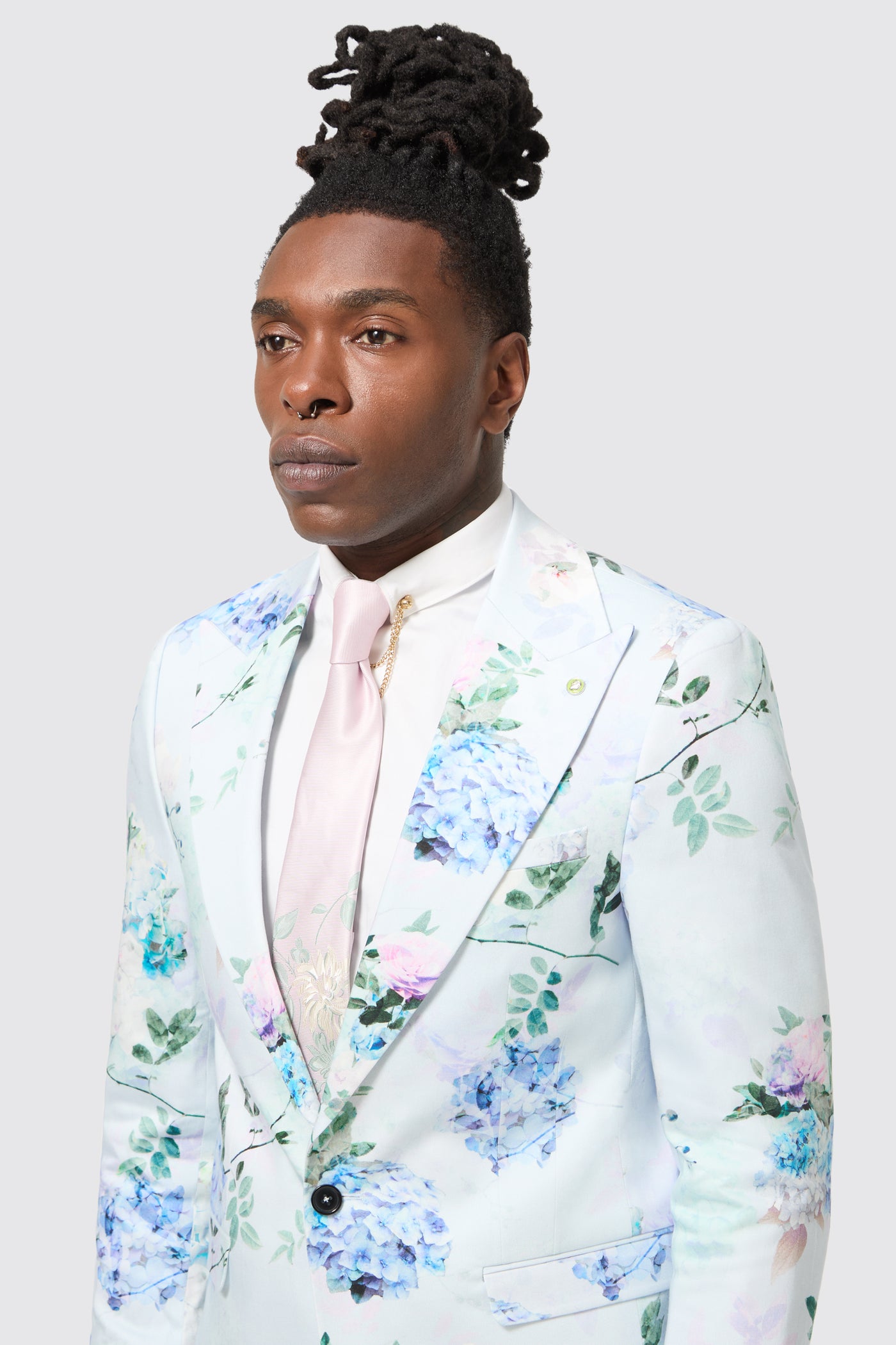Pickhurst Skinny Fit Blue Floral Cotton Suit