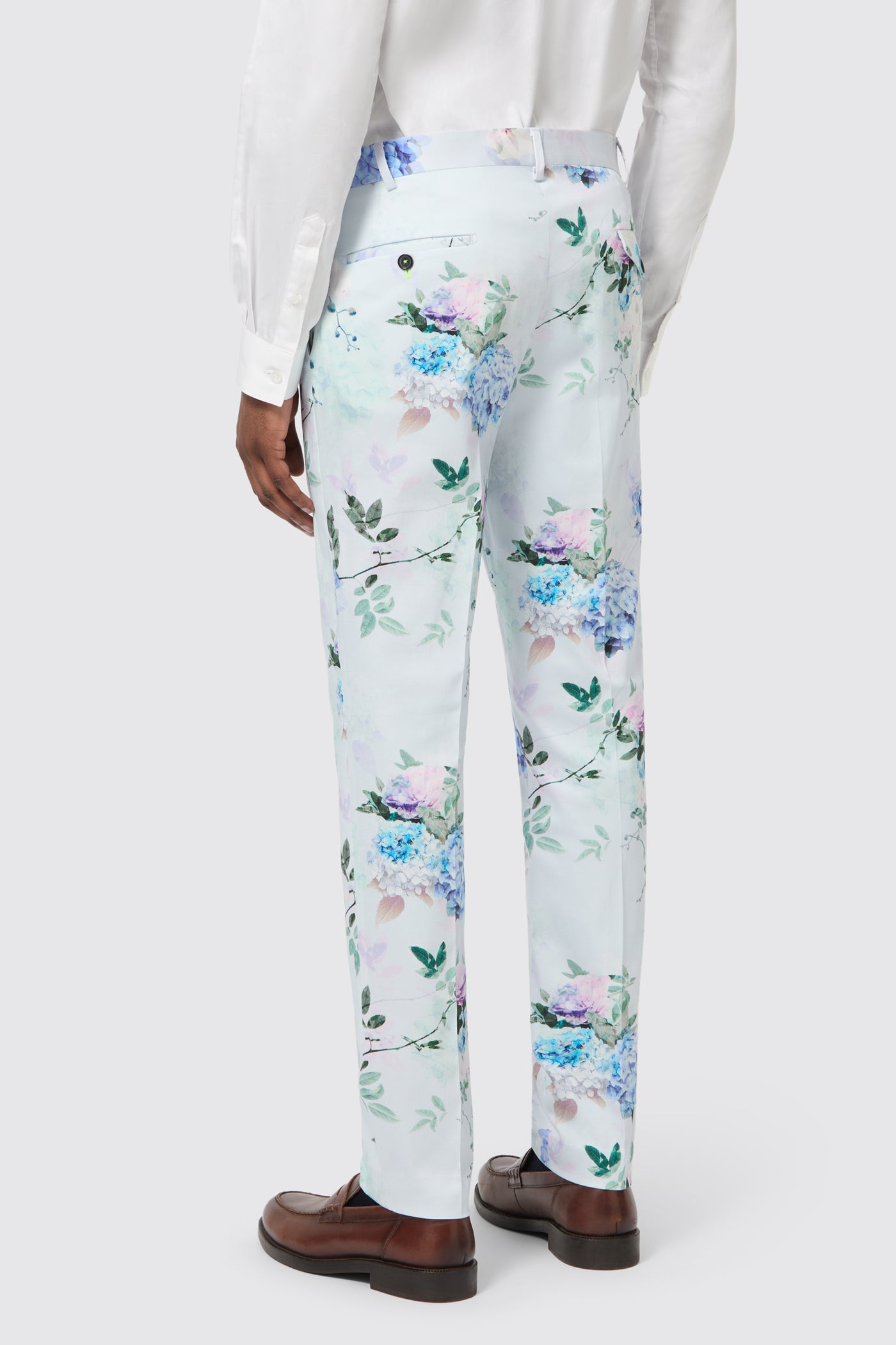 Pickhurst Skinny Fit Blue Floral Cotton Pants