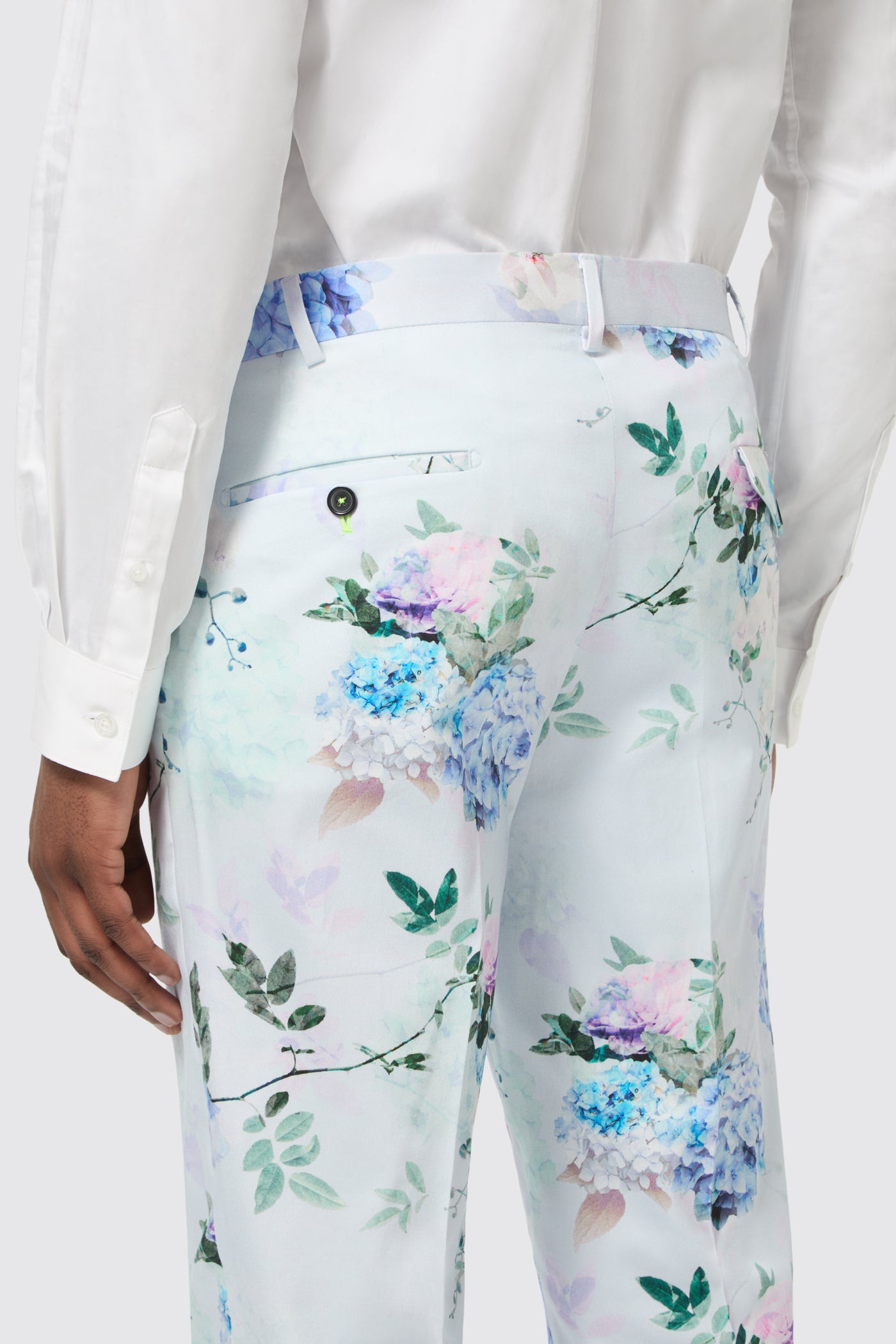 Pickhurst Skinny Fit Blue Floral Cotton Pants