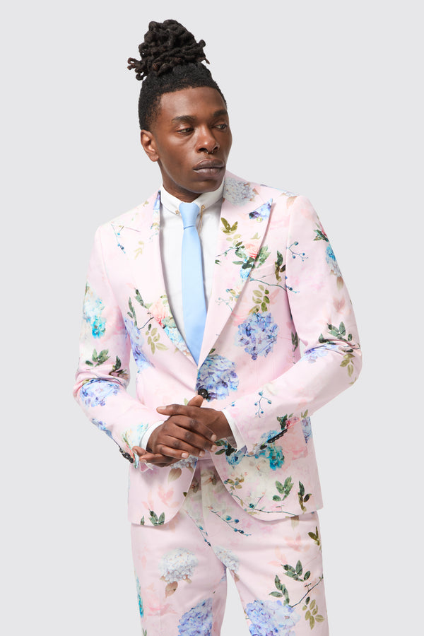 Pickhurst Skinny Fit Pink Floral Cotton Jacket