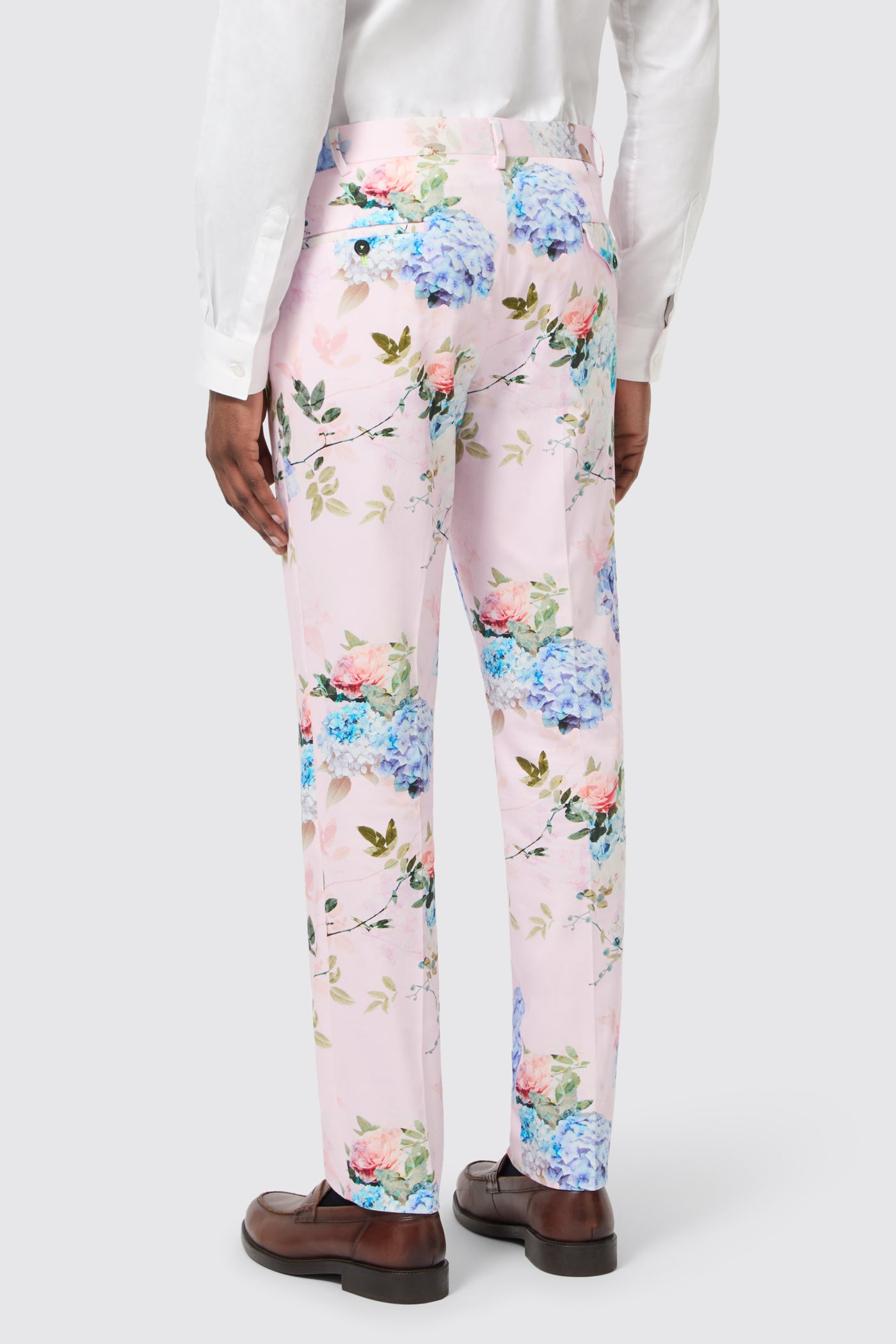 Pickhurst Skinny Fit Pink Floral Cotton Trousers