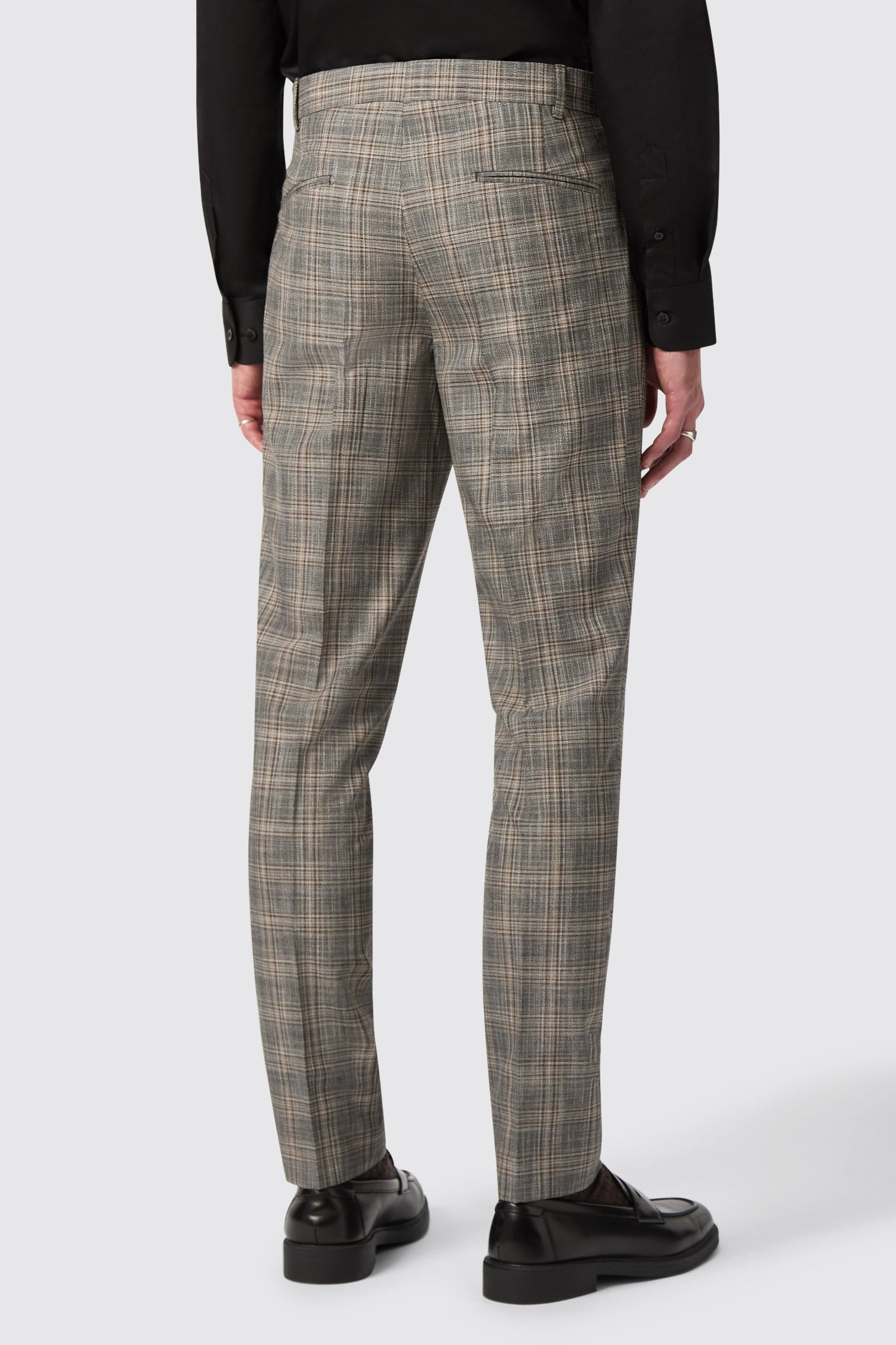 Plunkett Slim Fit Gray Check Pants — Twisted Tailor