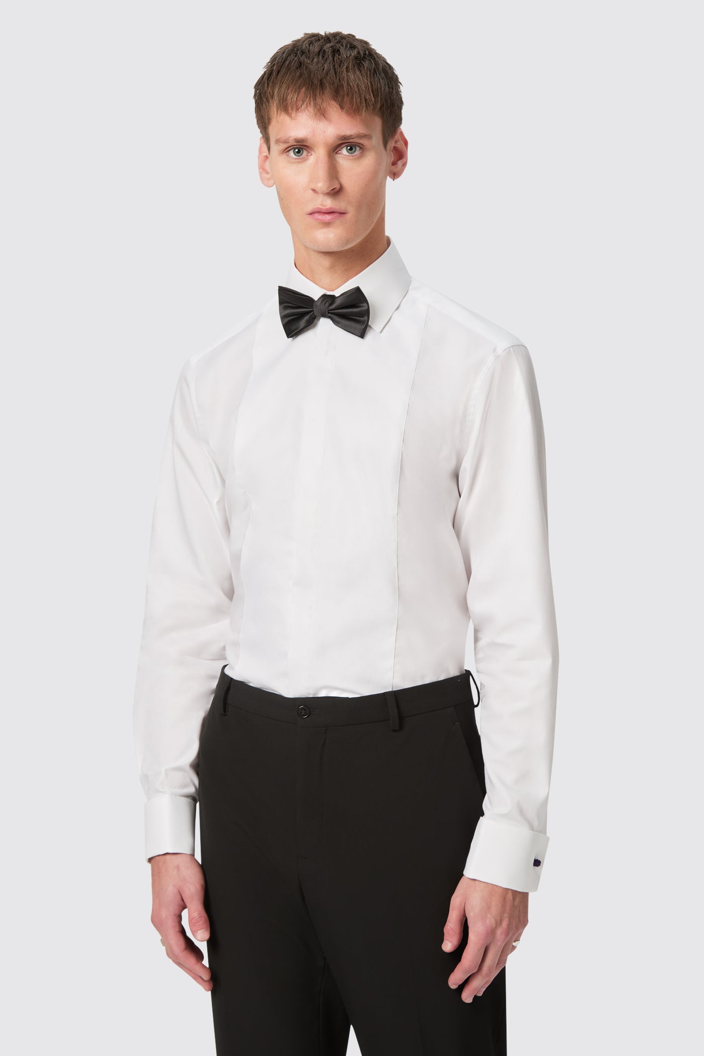 Sarre Slim Fit White Cotton Dress Shirt