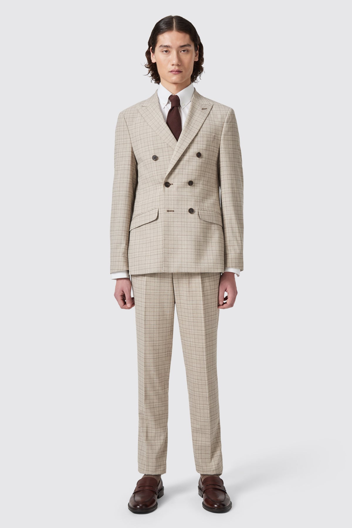 Balfour Slim Fit Brown Check Trousers