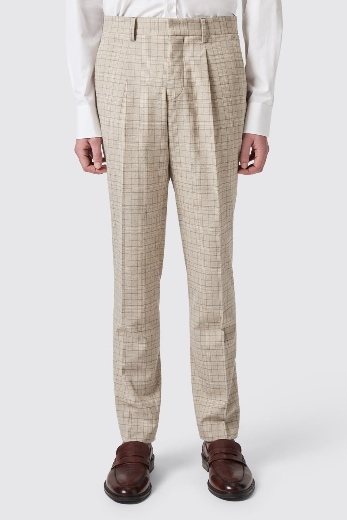Balfour Slim Fit Brown Check Trousers