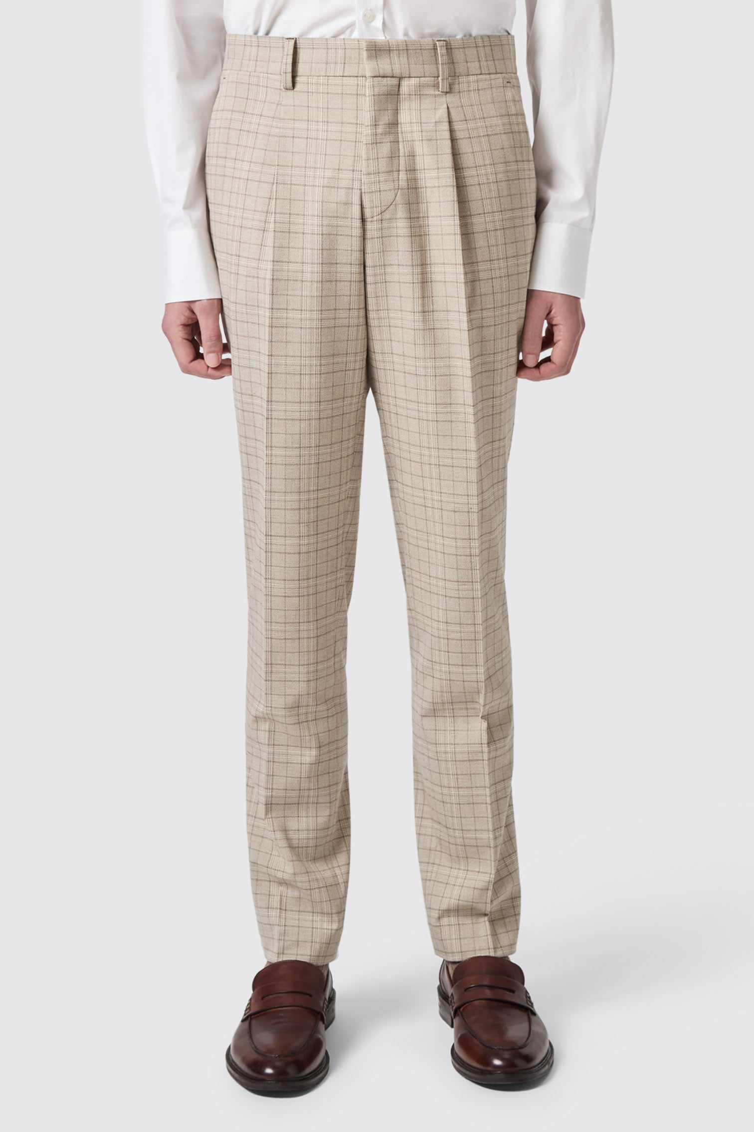 Balfour Slim Fit Brown Check Trousers