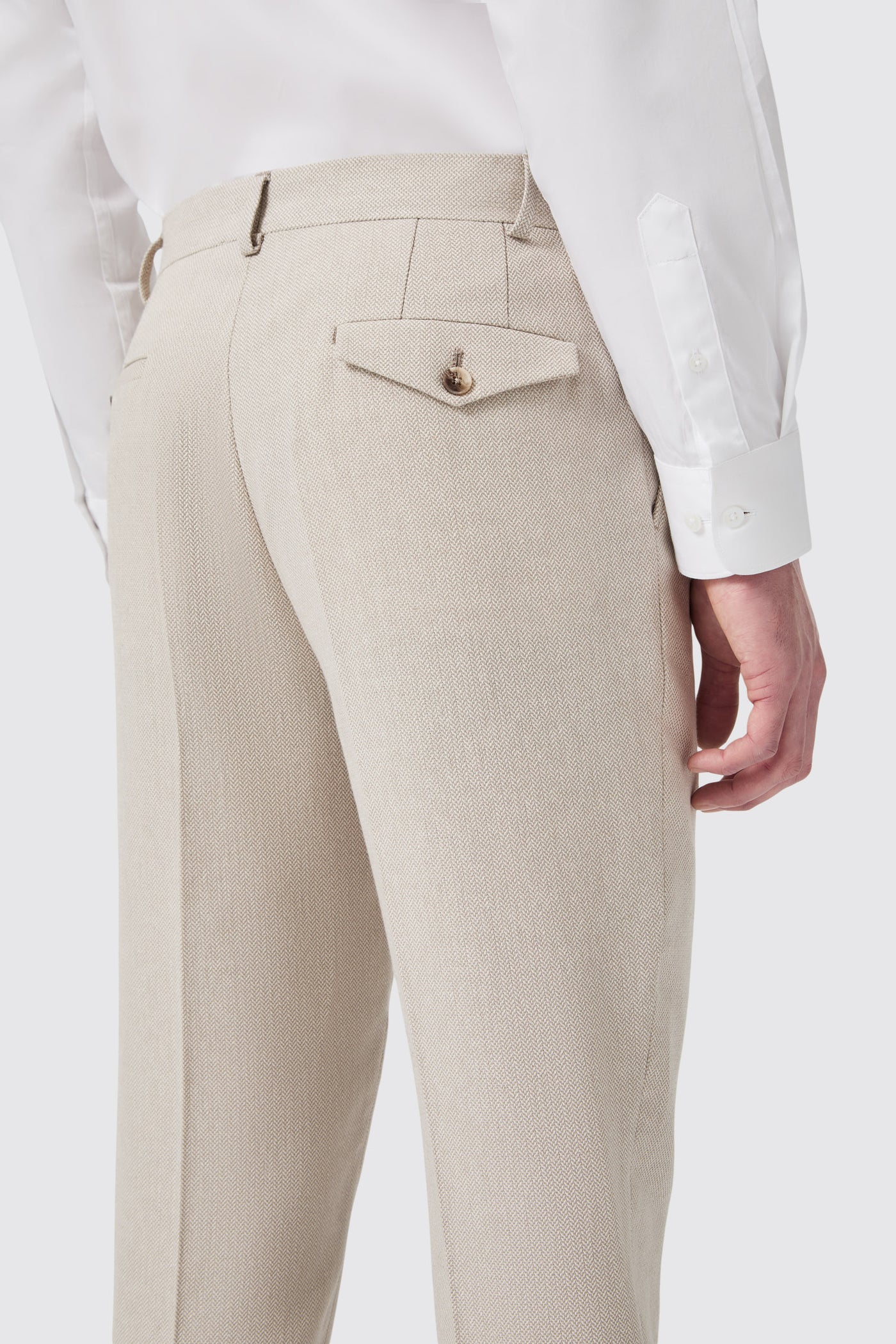Sion Slim Fit Brown Herringbone Trouser