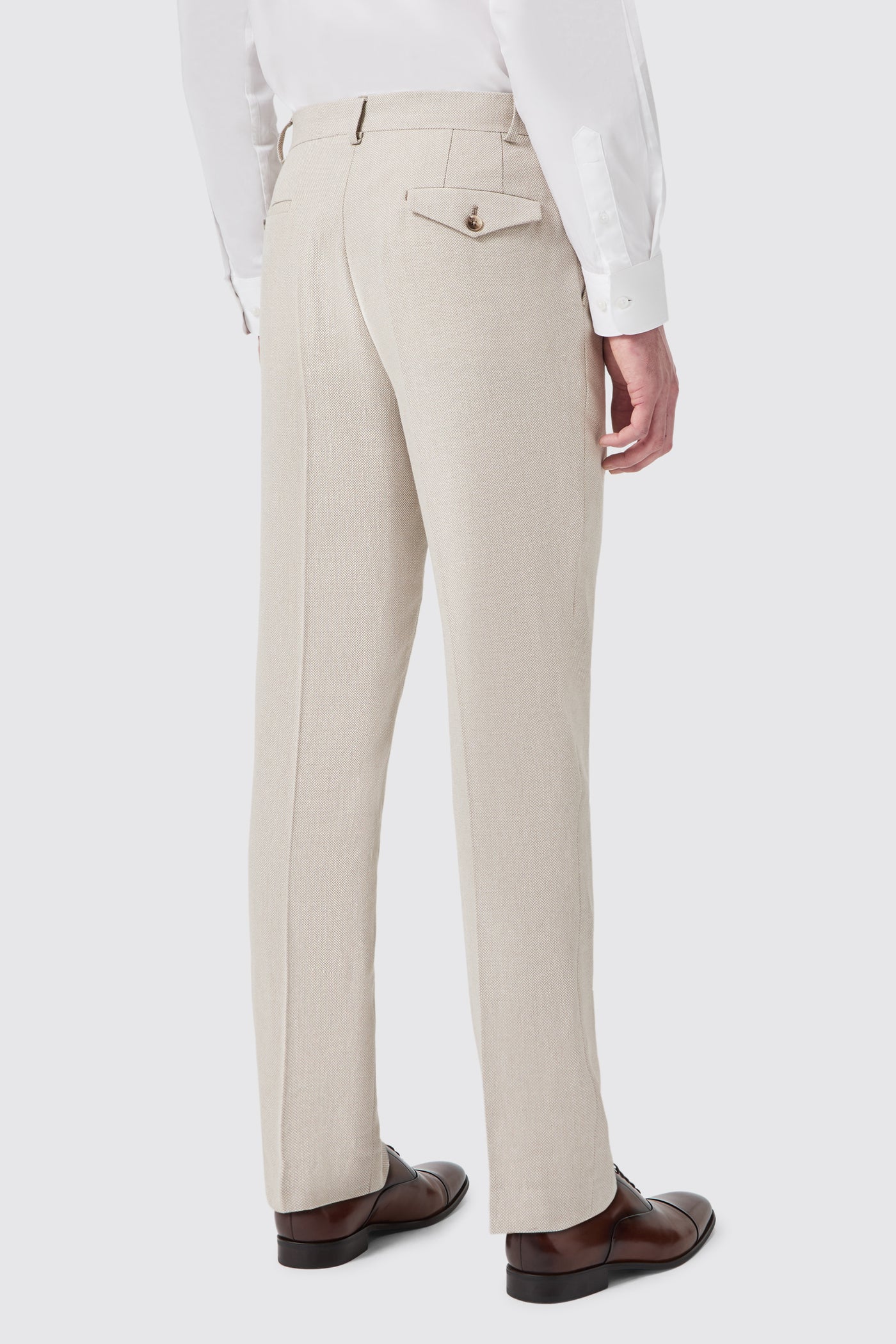 Sion Slim Fit Brown Herringbone Trouser