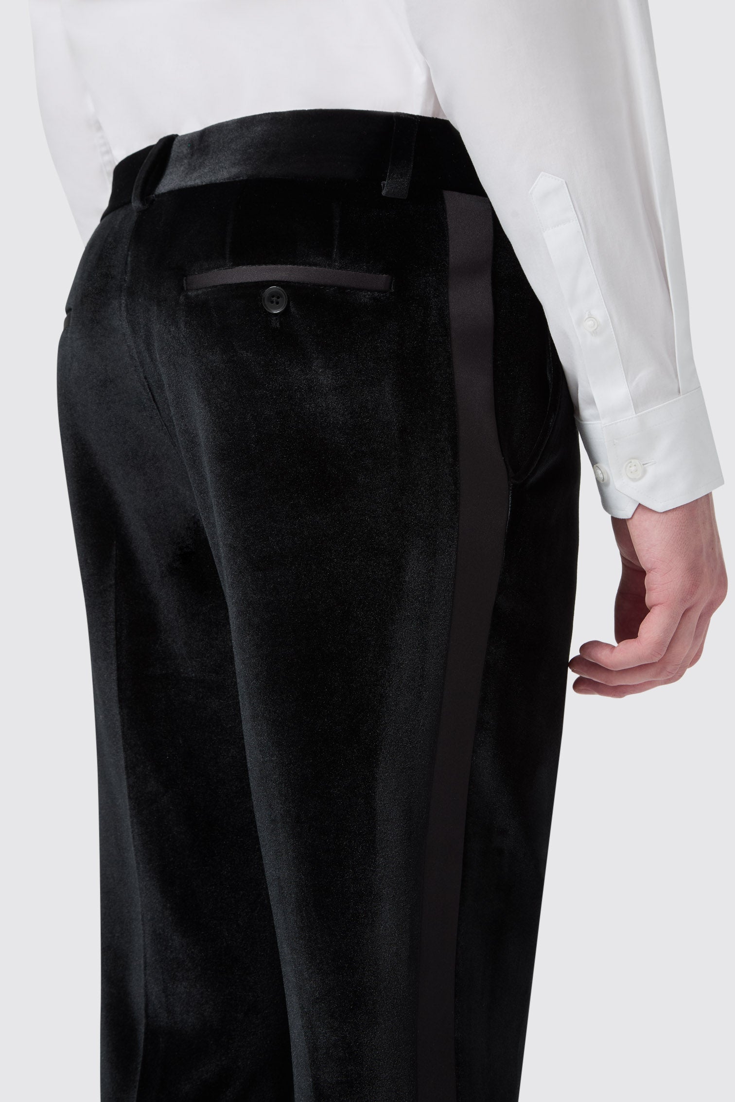 Sylvester Slim Fit Black Velvet Tux Trousers