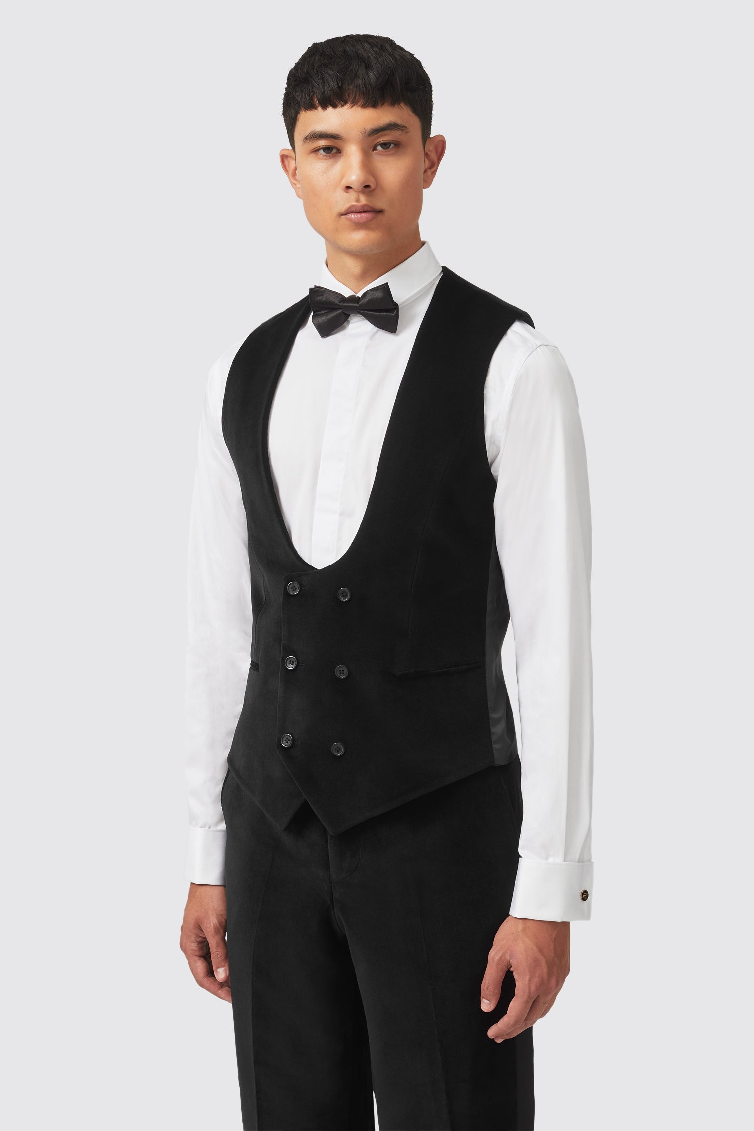 Twisted Tailor Sylvester Skinny Fit Black Velvet Waistcoat