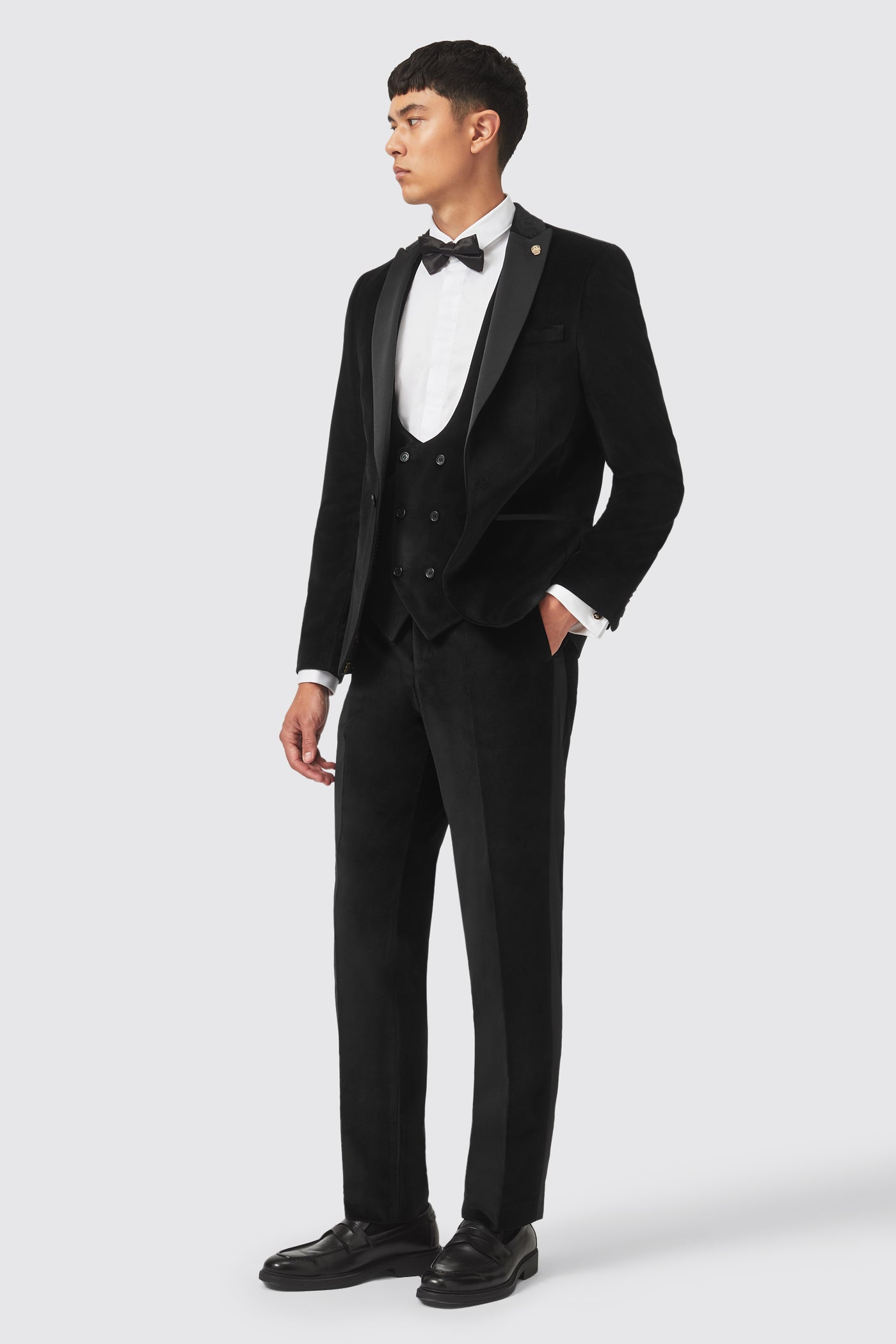 Magnus Slim Fit Black Velvet Tuxedo Waistcoat