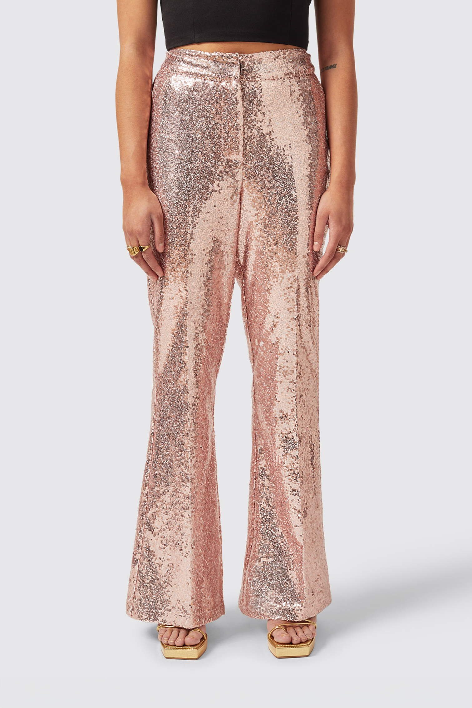 Rose gold sequin 2024 trousers