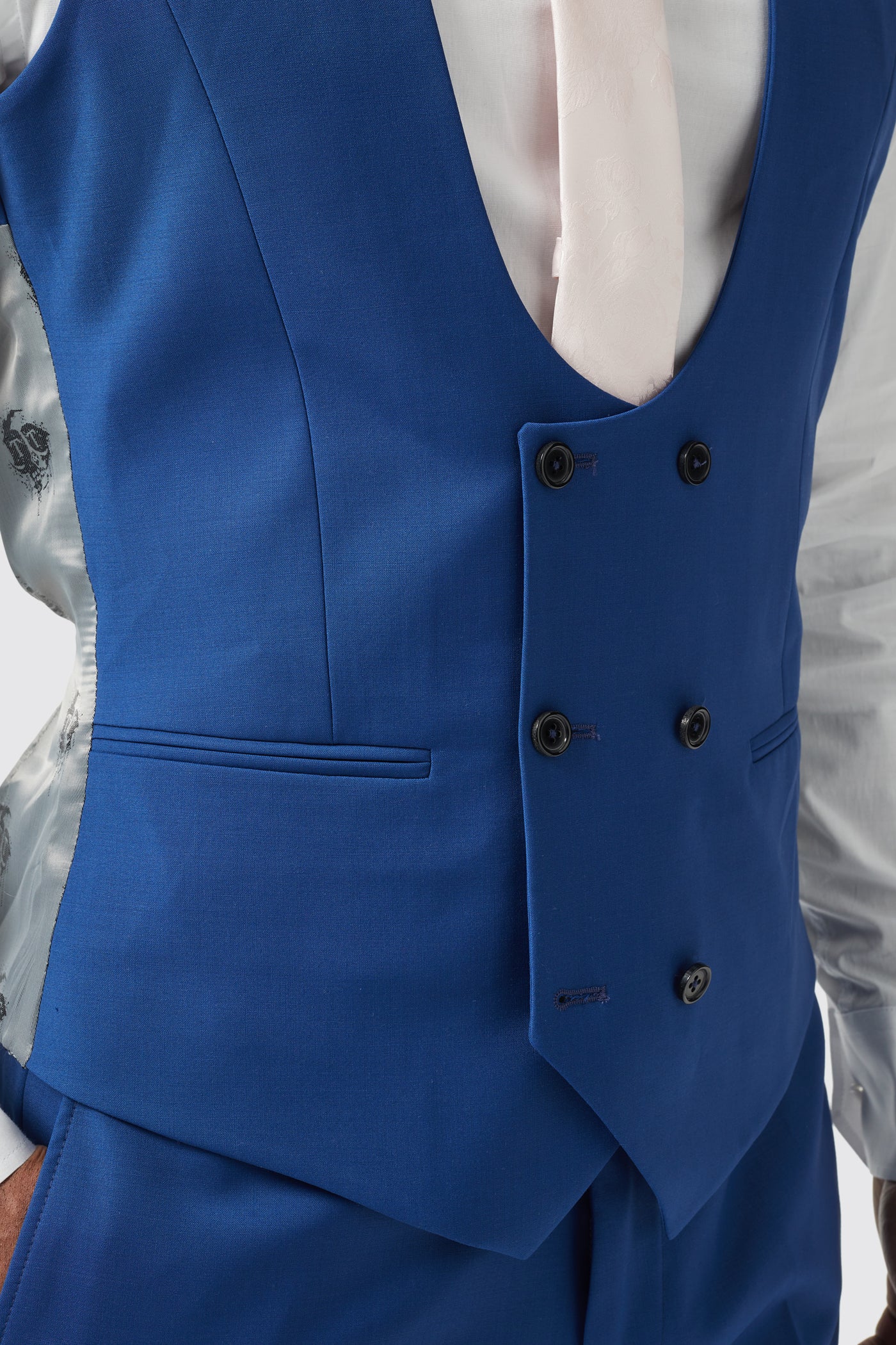 Ginsberg Skinny Fit Blue Wool Waistcoat - ARCHIVE