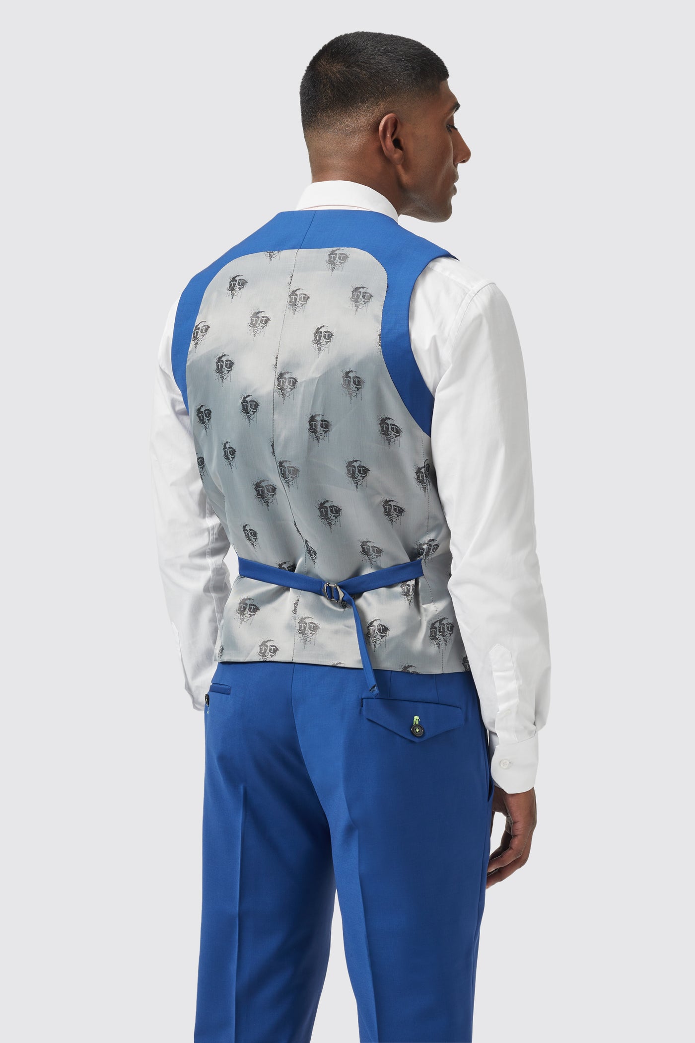 Ginsberg Skinny Fit Blue Wool Waistcoat - ARCHIVE