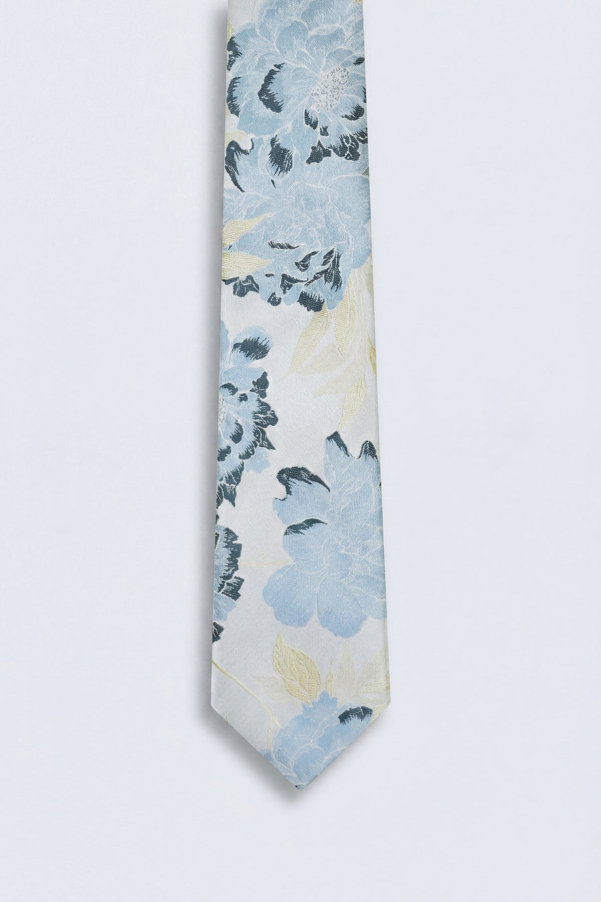 Victor Print Tie Silver Floral