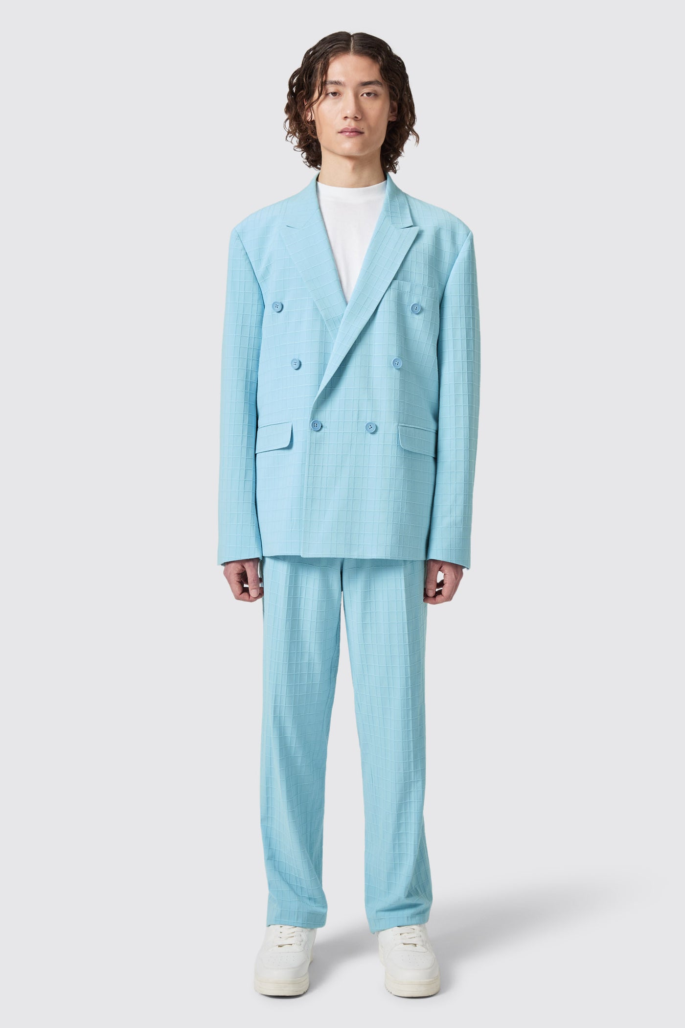 Zidan Oversized Blue Jacquard Pants -ARCHIVE
