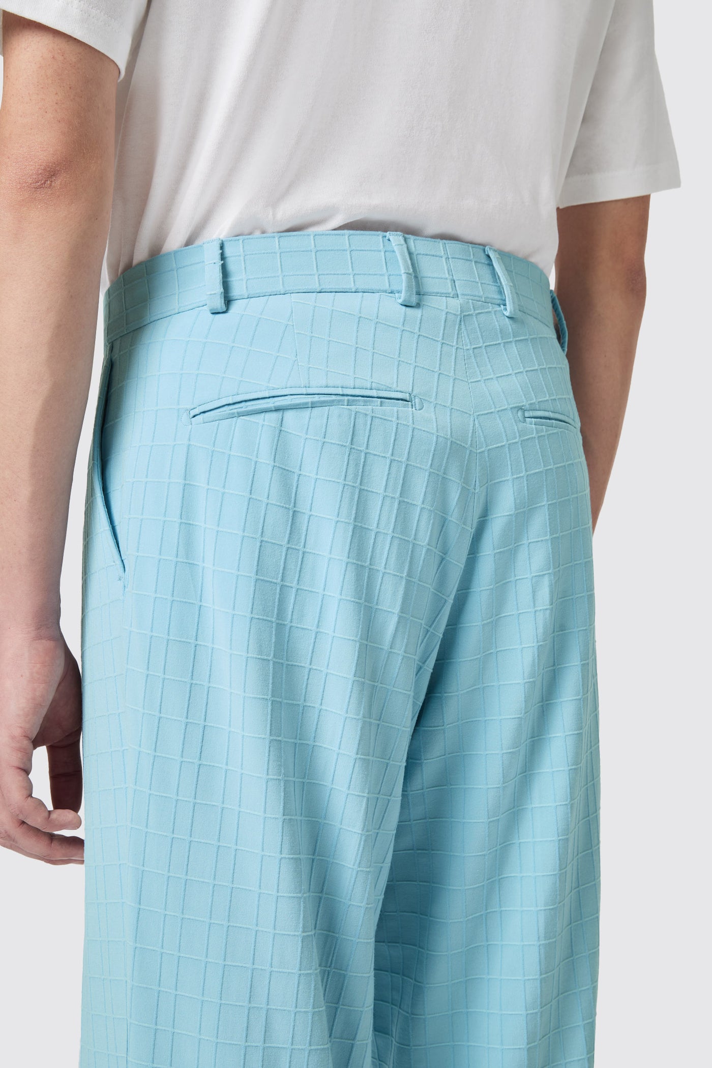 Zidan Oversized Blue Jacquard Pants -ARCHIVE